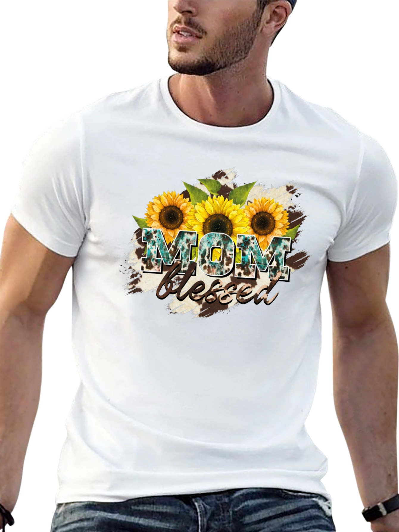 Mom Blessed Sunflower Graphic T-Shirt