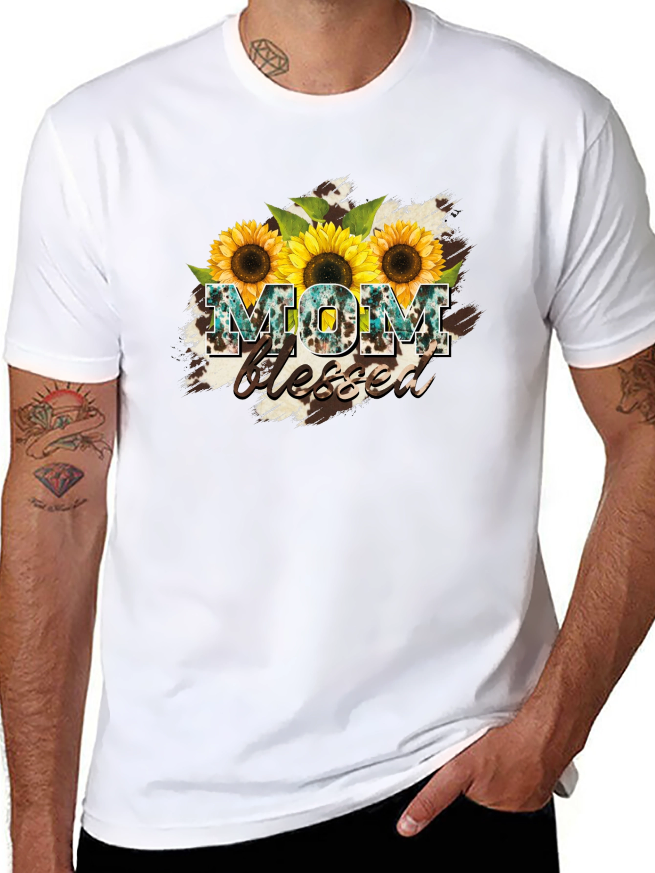 Mom Blessed Sunflower Graphic T-Shirt