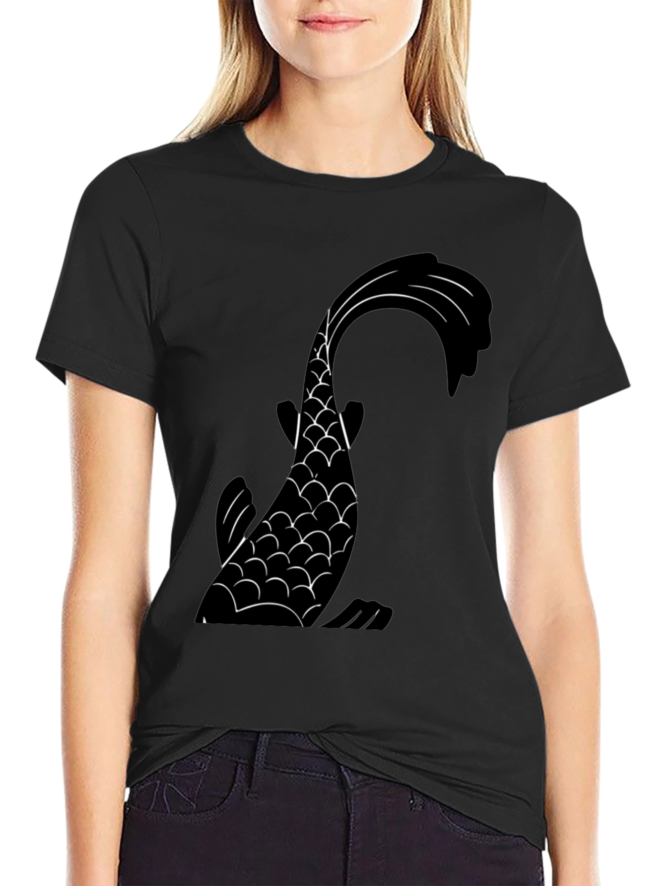 Koi Fish Graphic Tee - Stylish Black T-Shirt