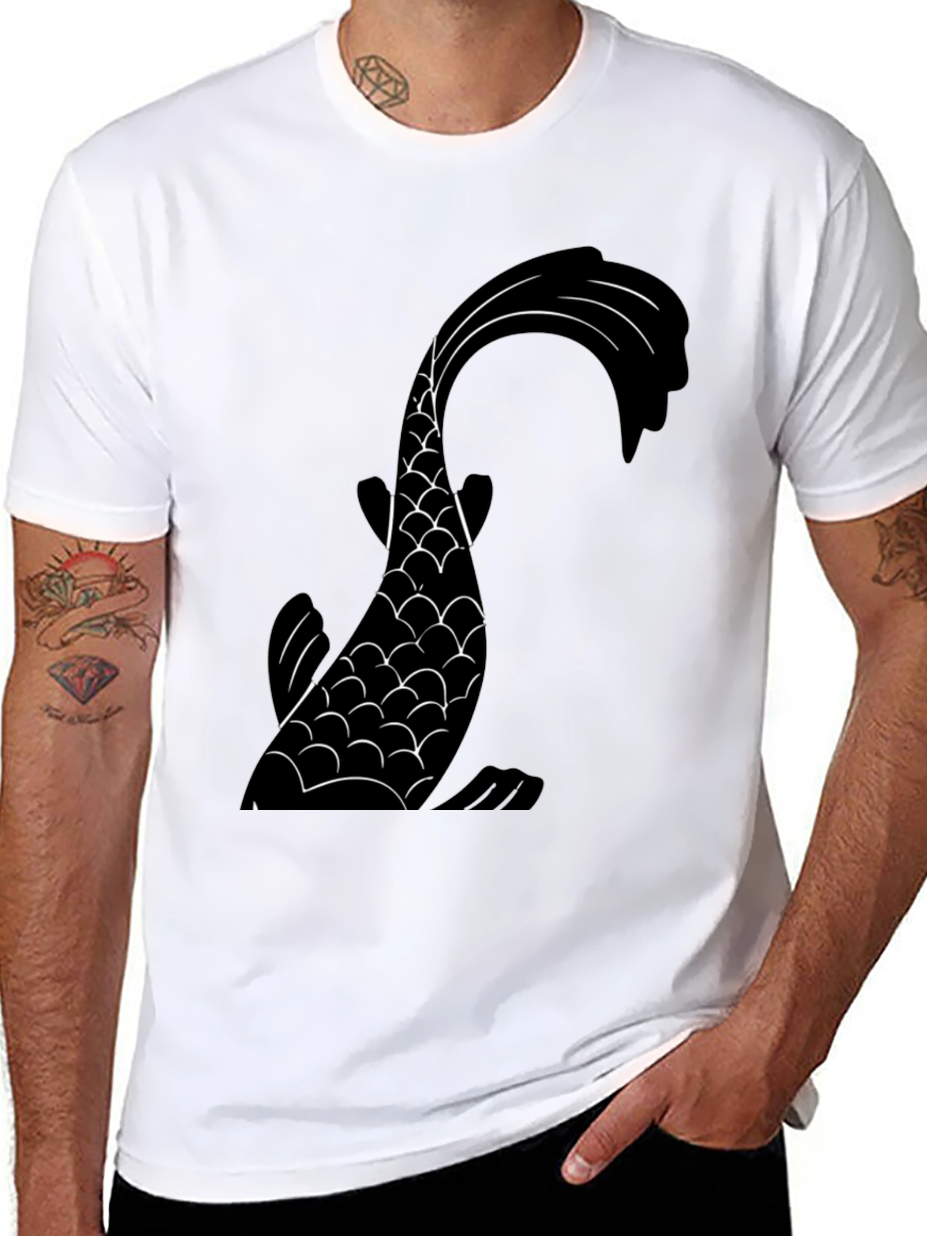 Koi Fish Graphic Tee - Stylish Black T-Shirt