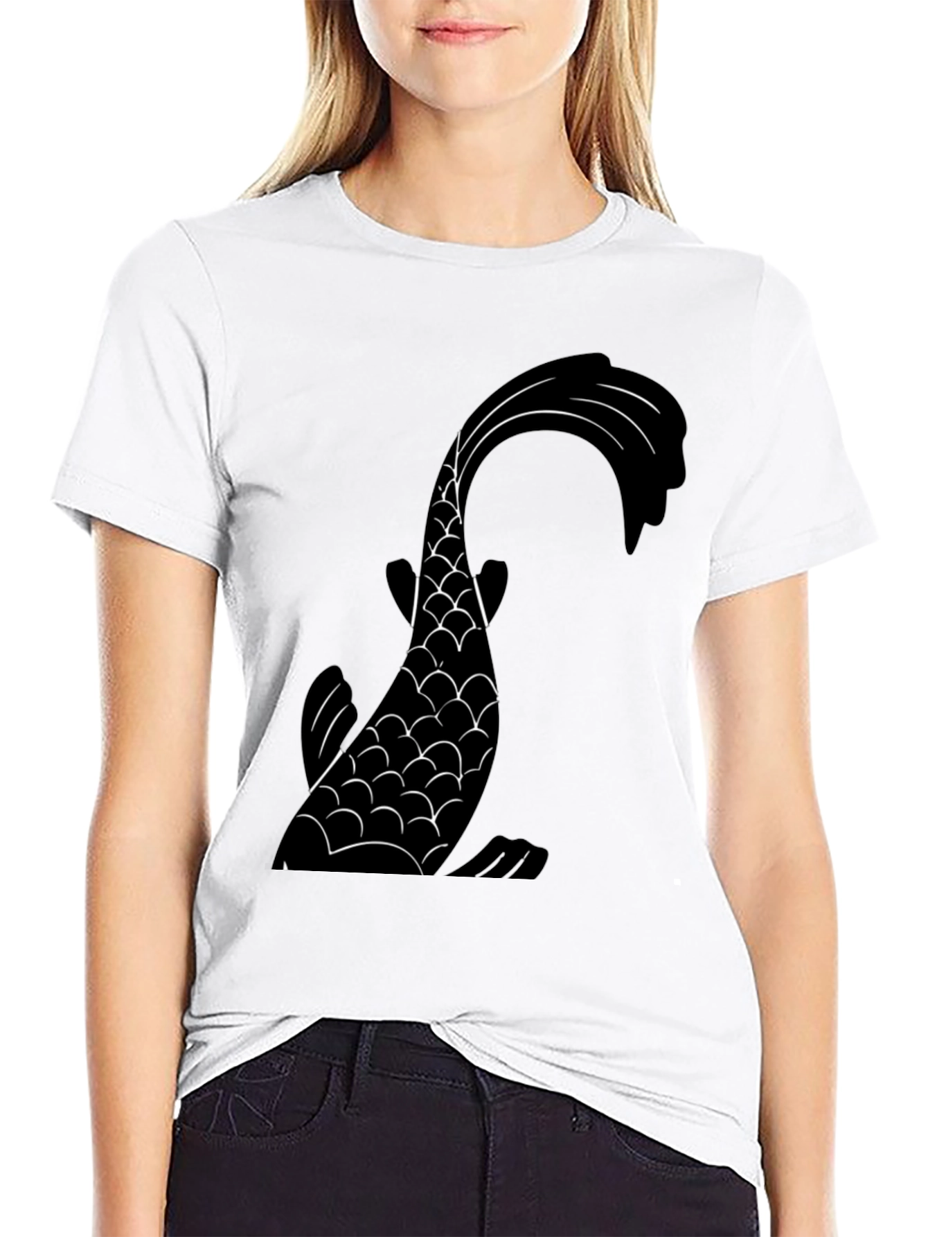 Koi Fish Graphic Tee - Stylish Black T-Shirt