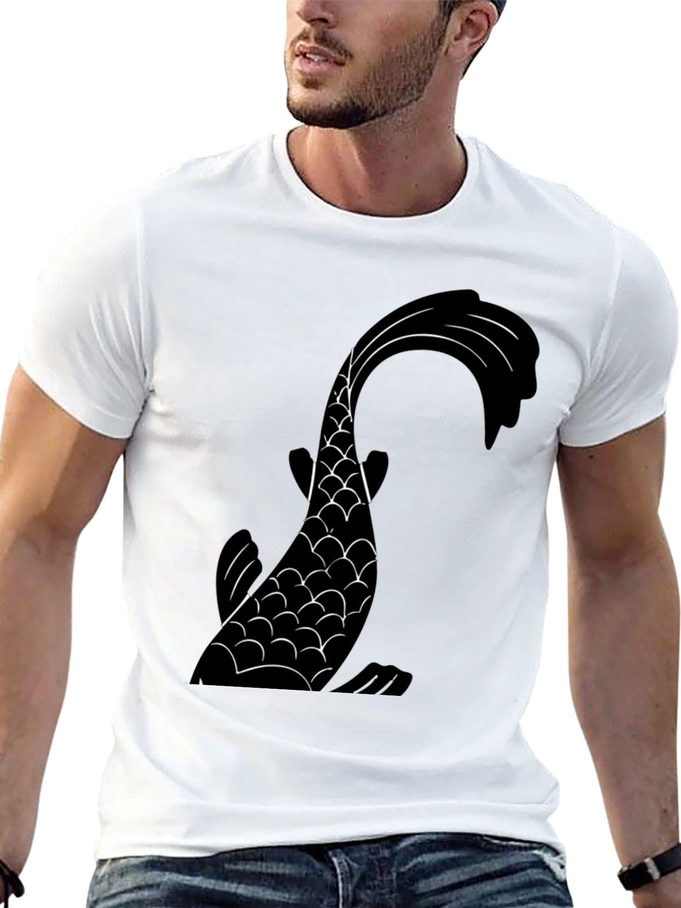 Koi Fish Graphic Tee - Stylish Black T-Shirt