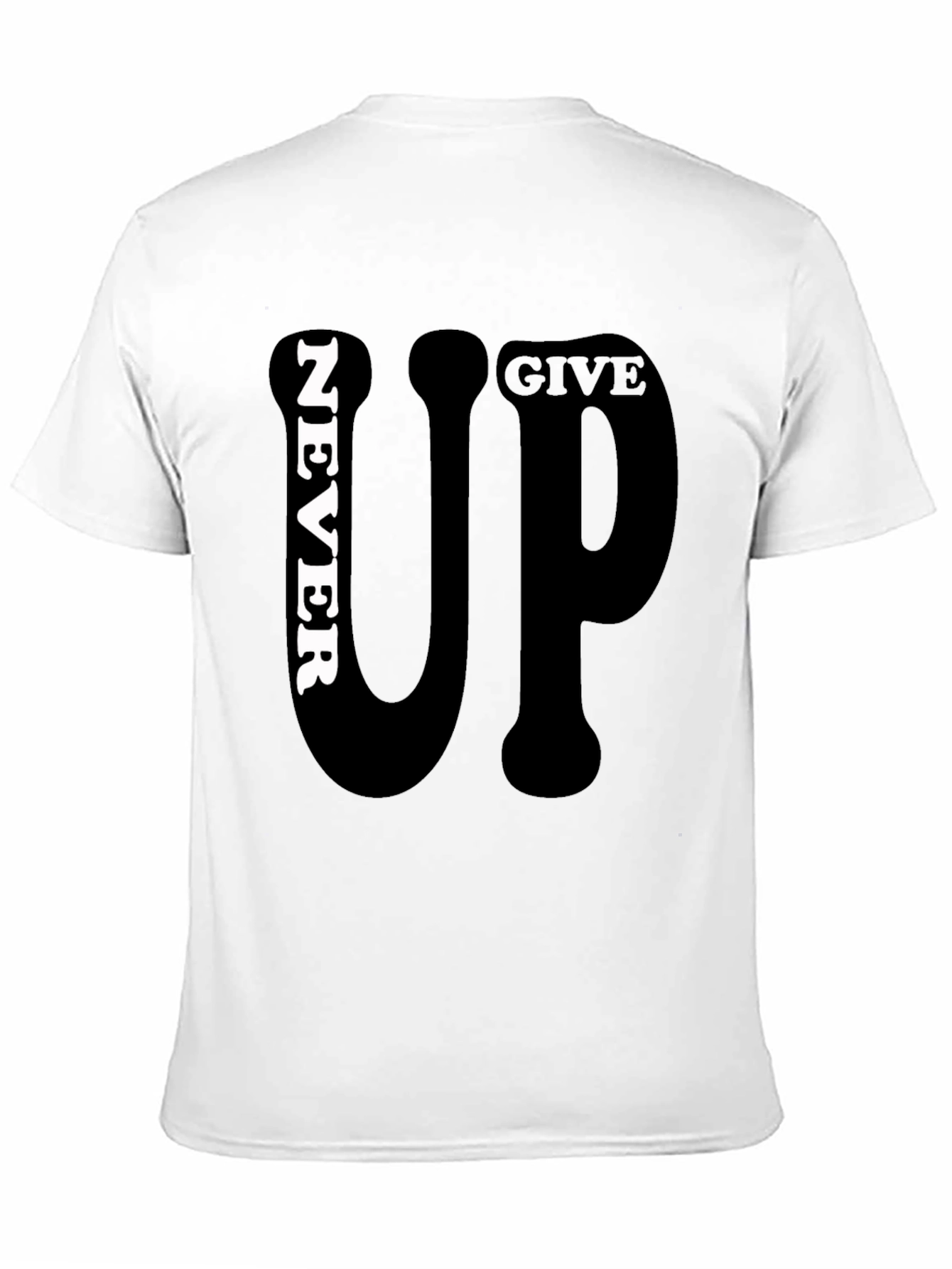 Never Give Up Graphic Print Mens Black T-Shirt