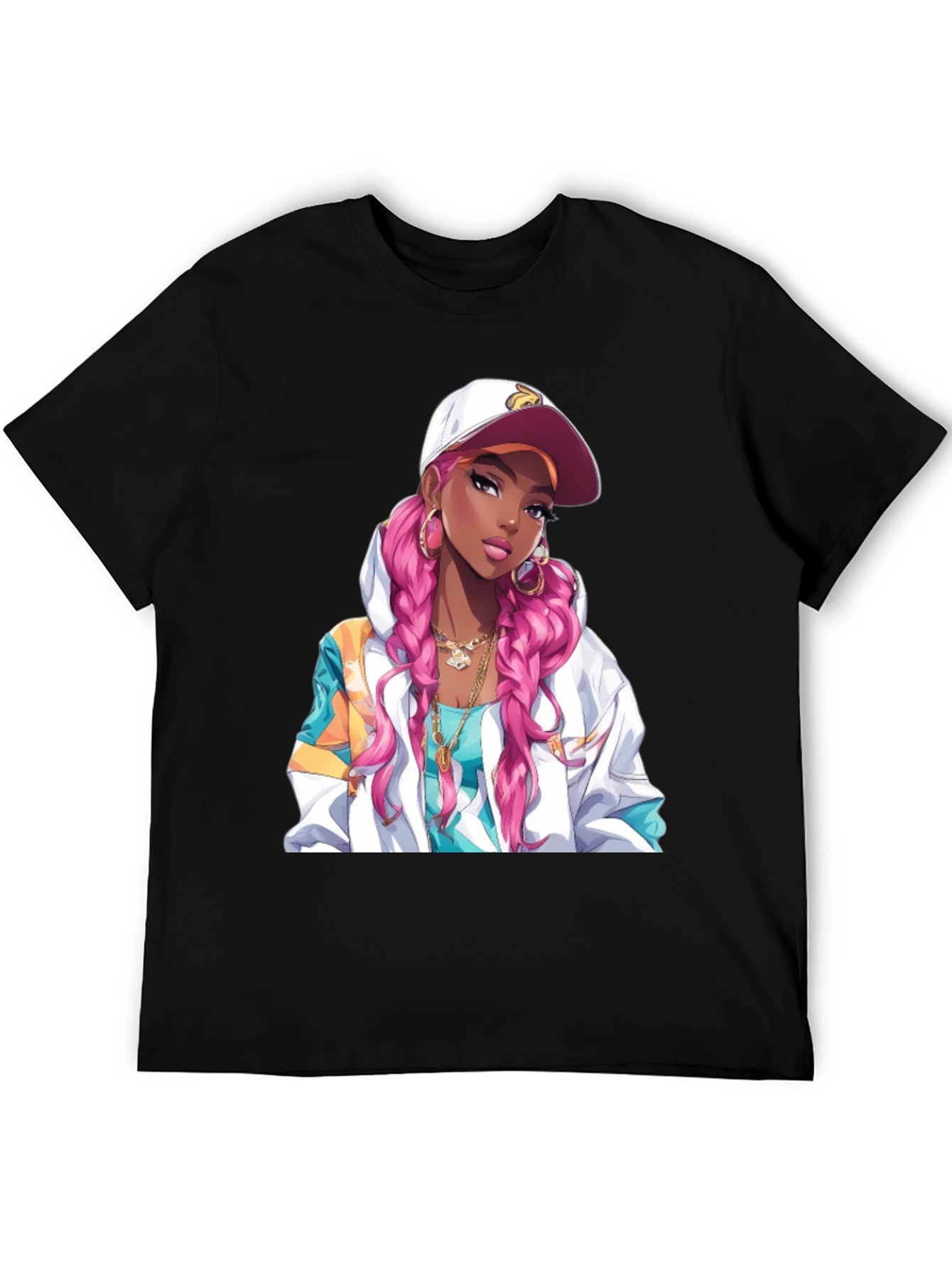 Anime Girl Graphic Tee - Black T-Shirt