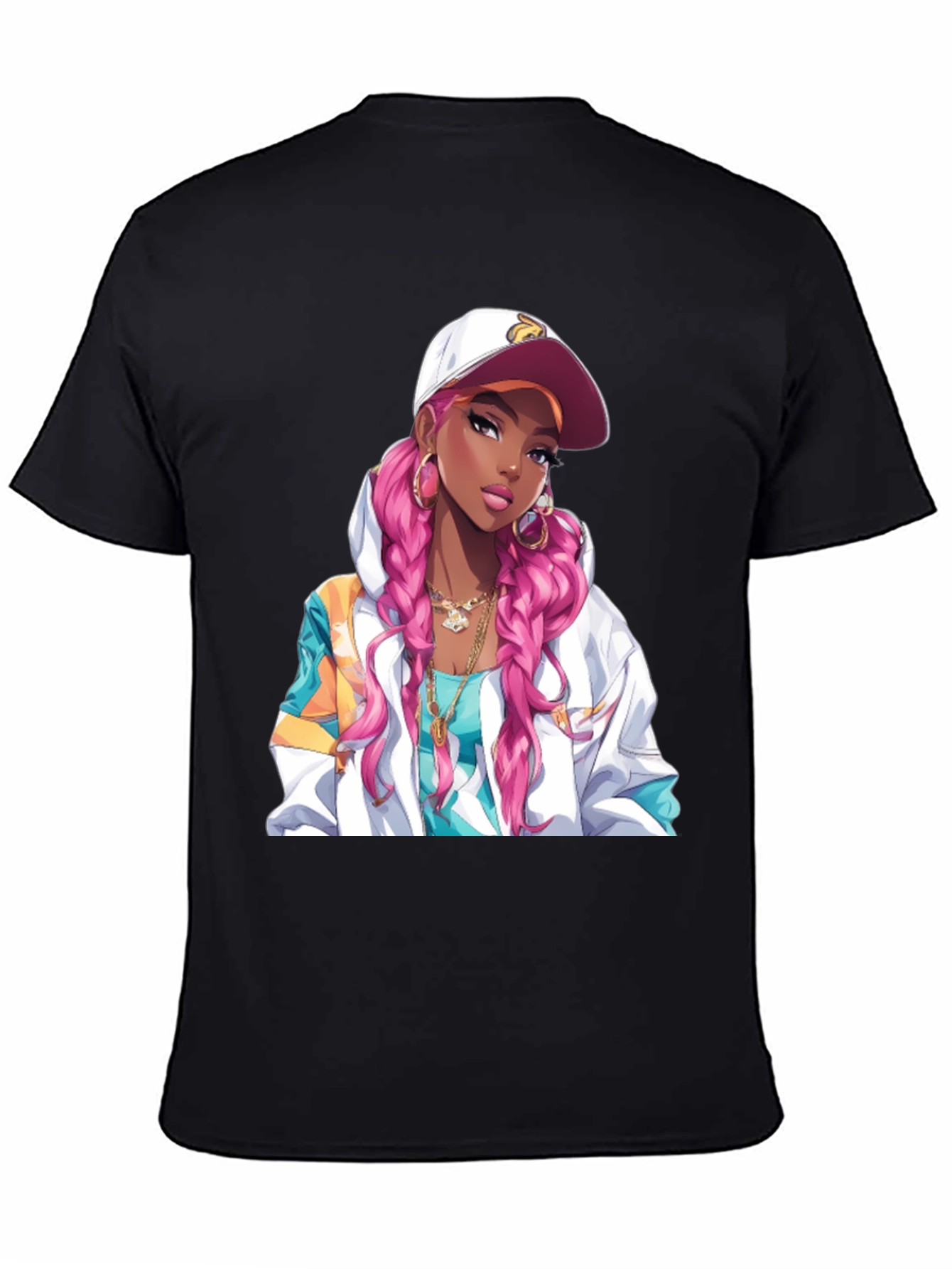 Anime Girl Graphic Tee - Black T-Shirt