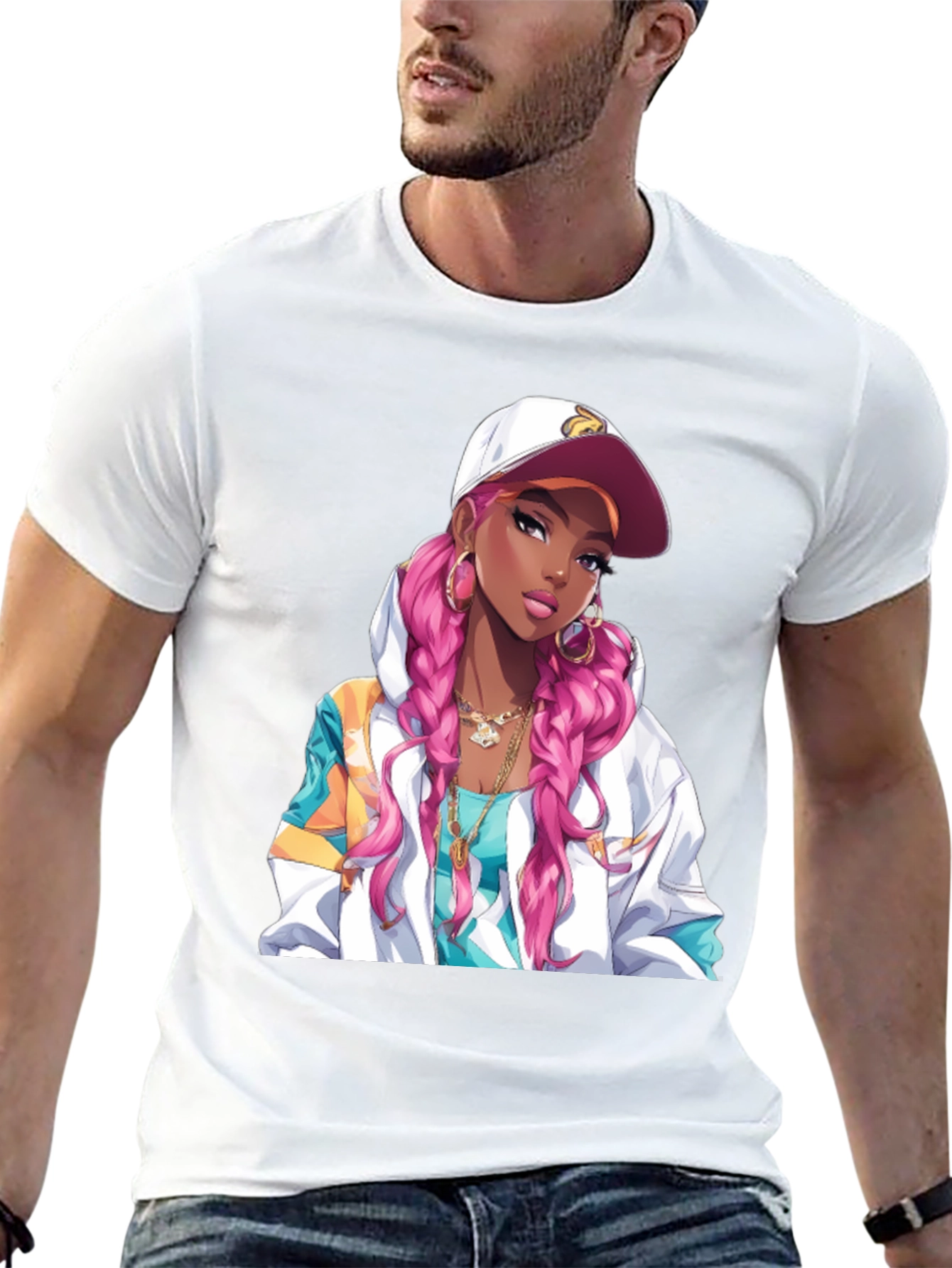 Anime Girl Graphic Tee - Black T-Shirt