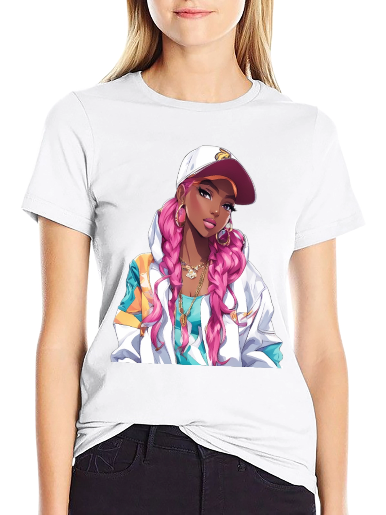 Anime Girl Graphic Tee - Black T-Shirt