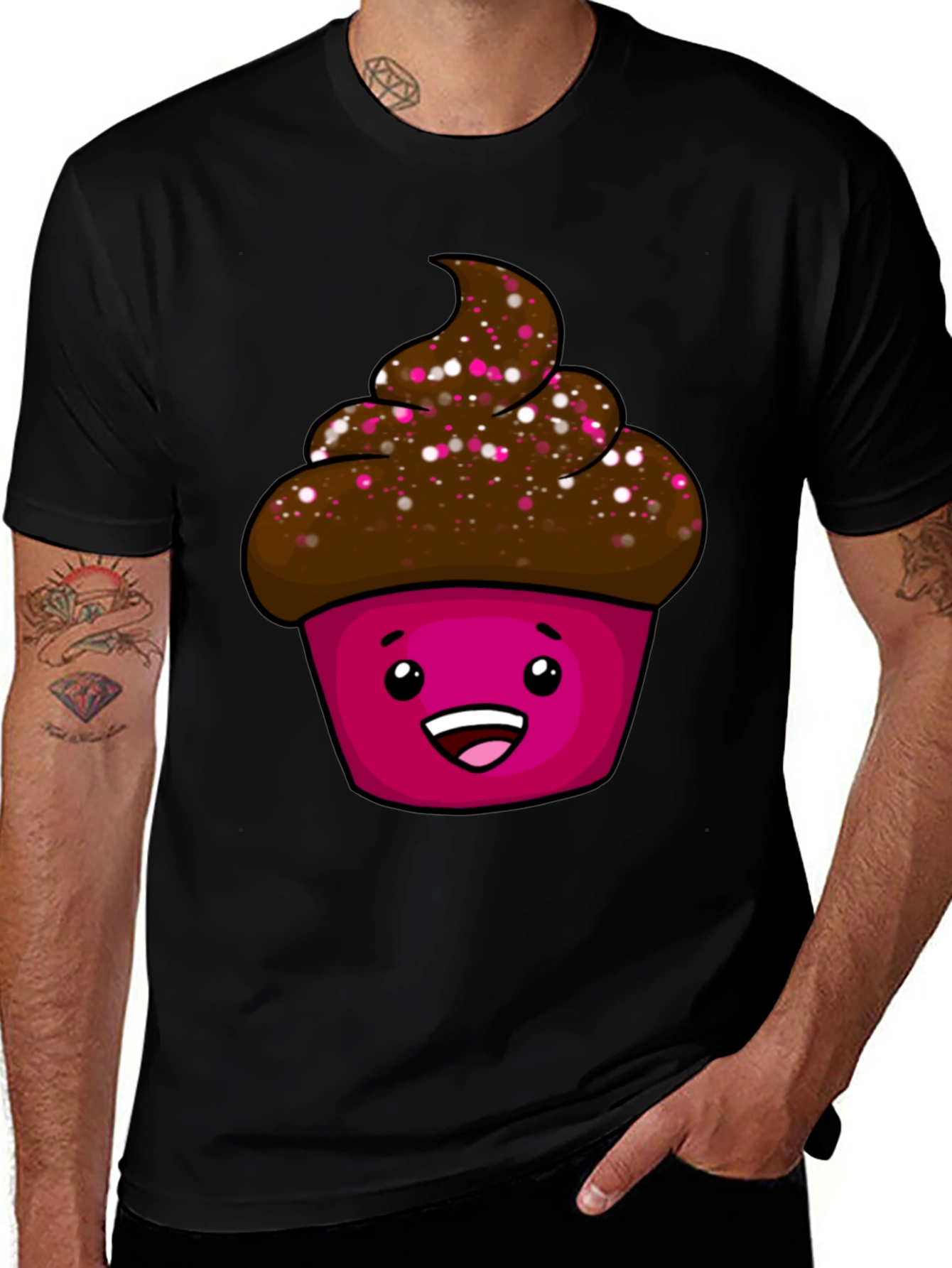 Cute Cupcake Graphic T-Shirt - Unisex Black Tee