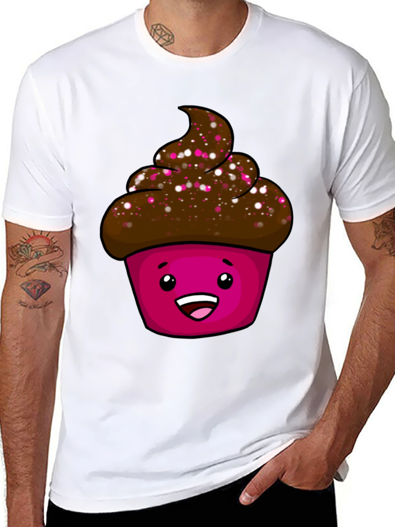 Cute Cupcake Graphic T-Shirt - Unisex Black Tee