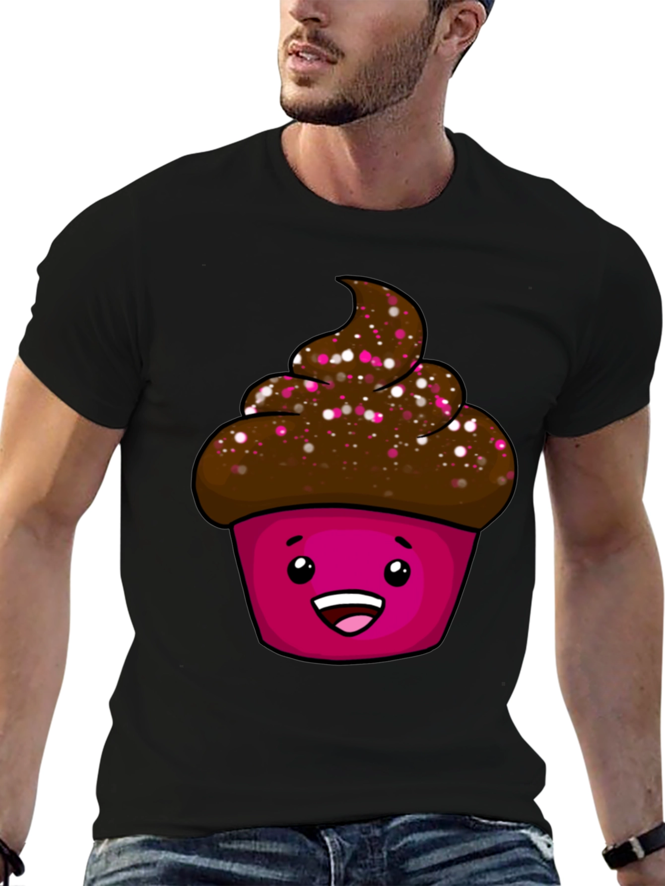 Cute Cupcake Graphic T-Shirt - Unisex Black Tee