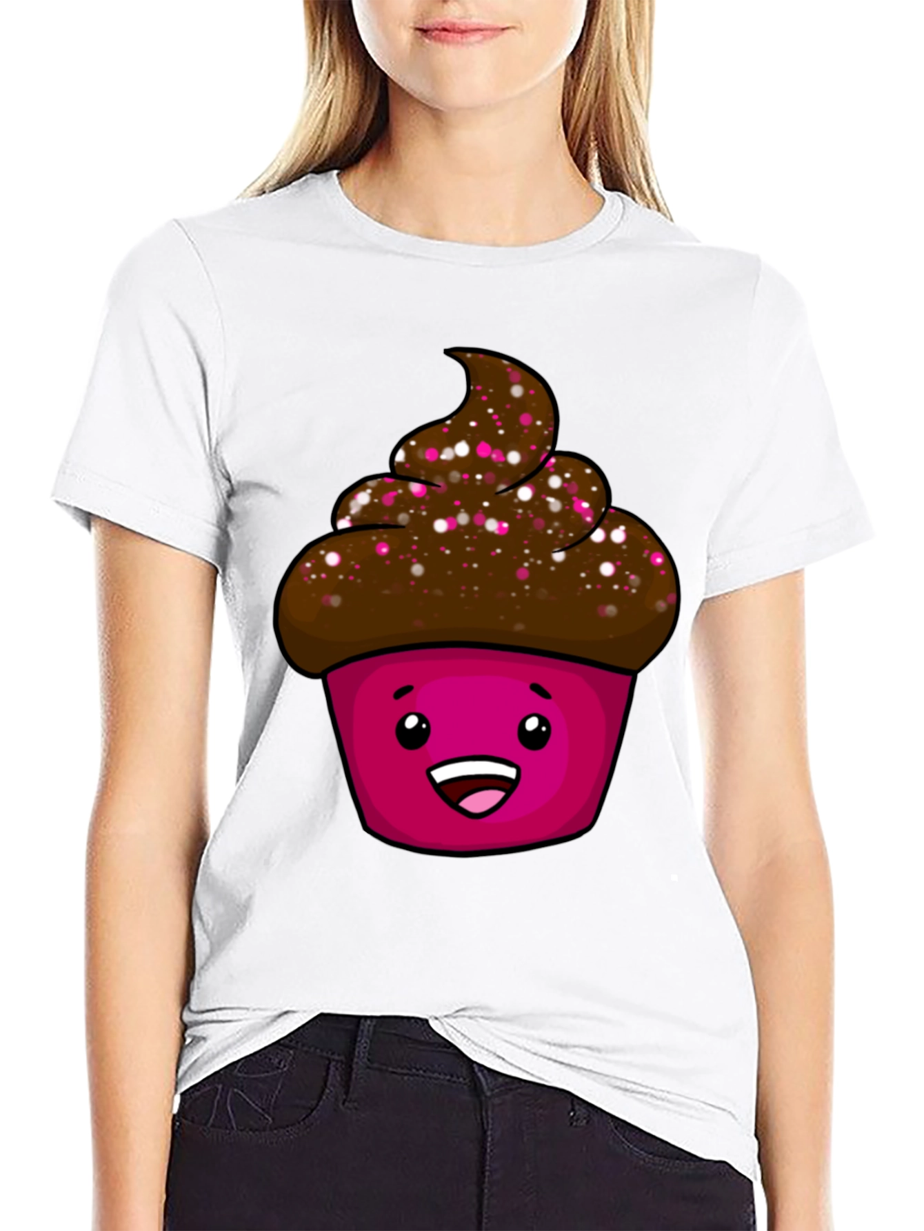 Cute Cupcake Graphic T-Shirt - Unisex Black Tee