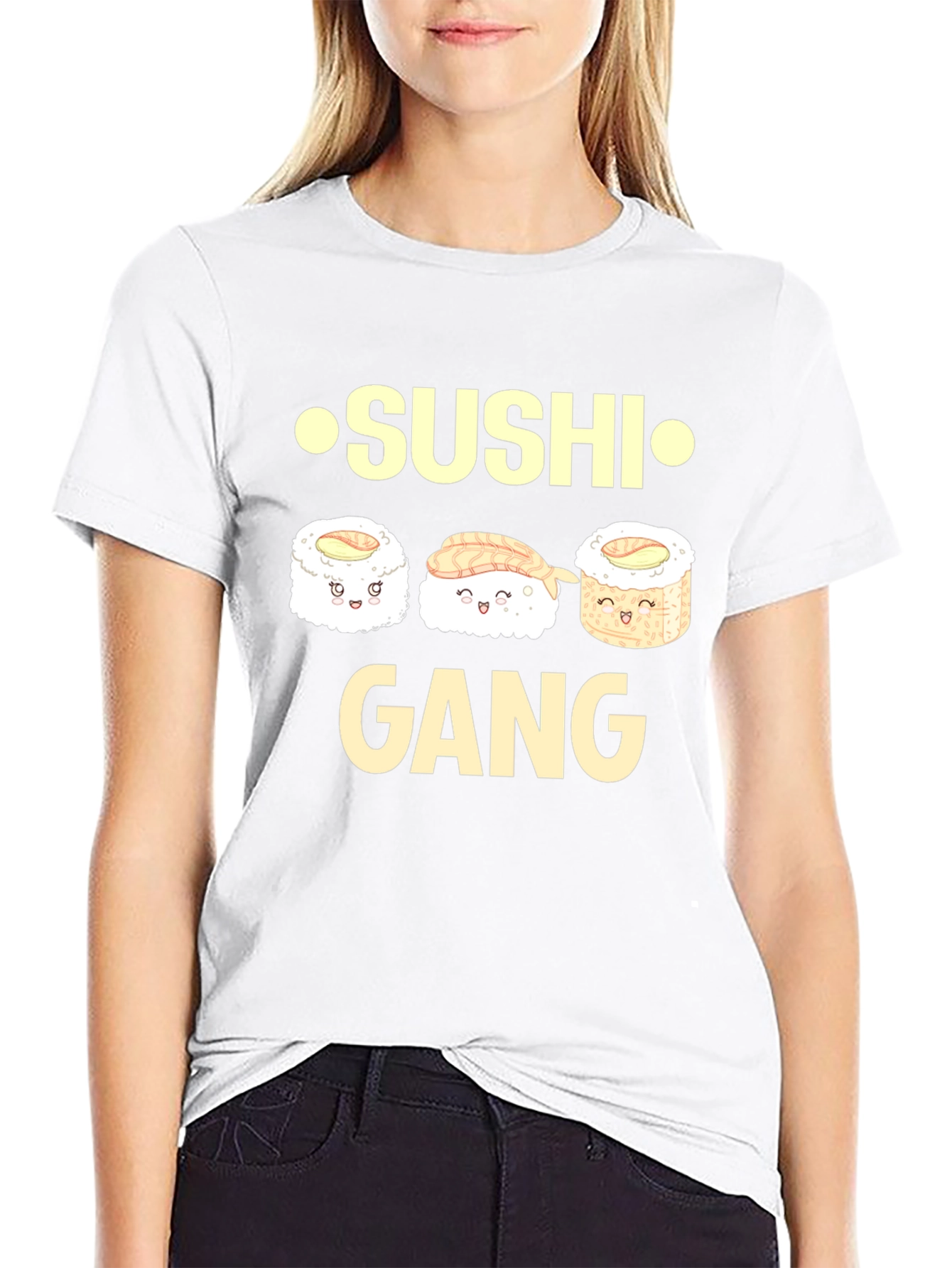 Sushi Gang Funny Cartoon Graphic T-Shirt