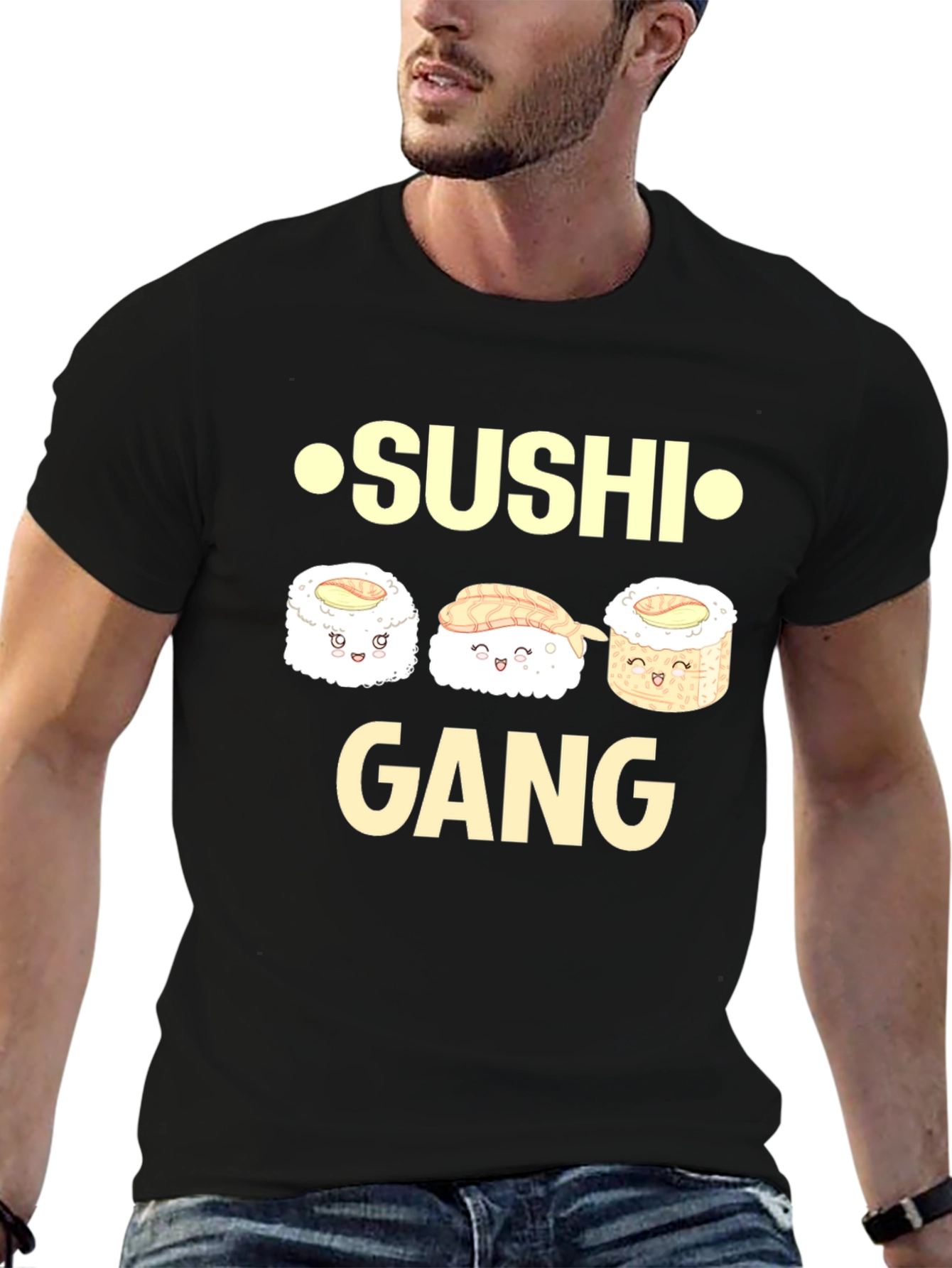 Sushi Gang Funny Cartoon Graphic T-Shirt