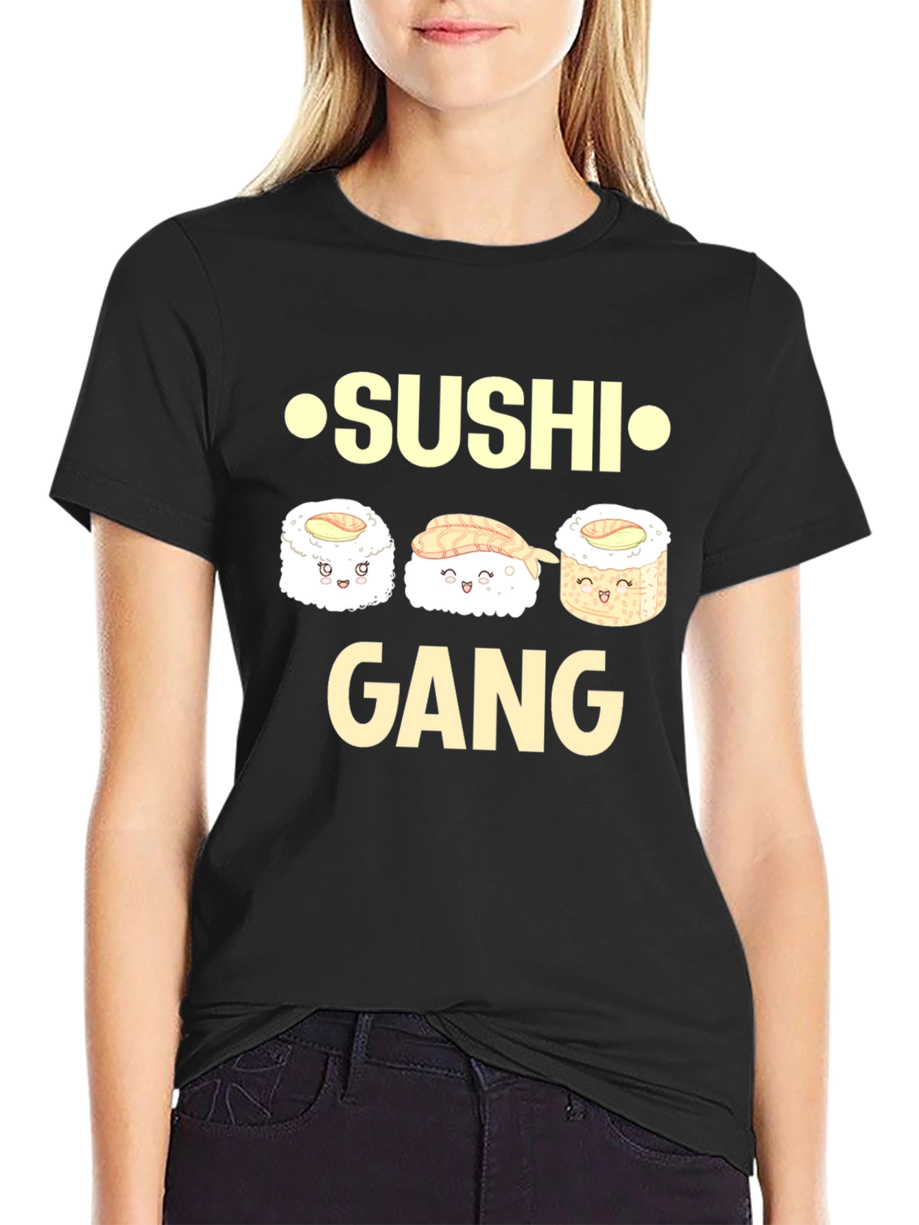 Sushi Gang Funny Cartoon Graphic T-Shirt