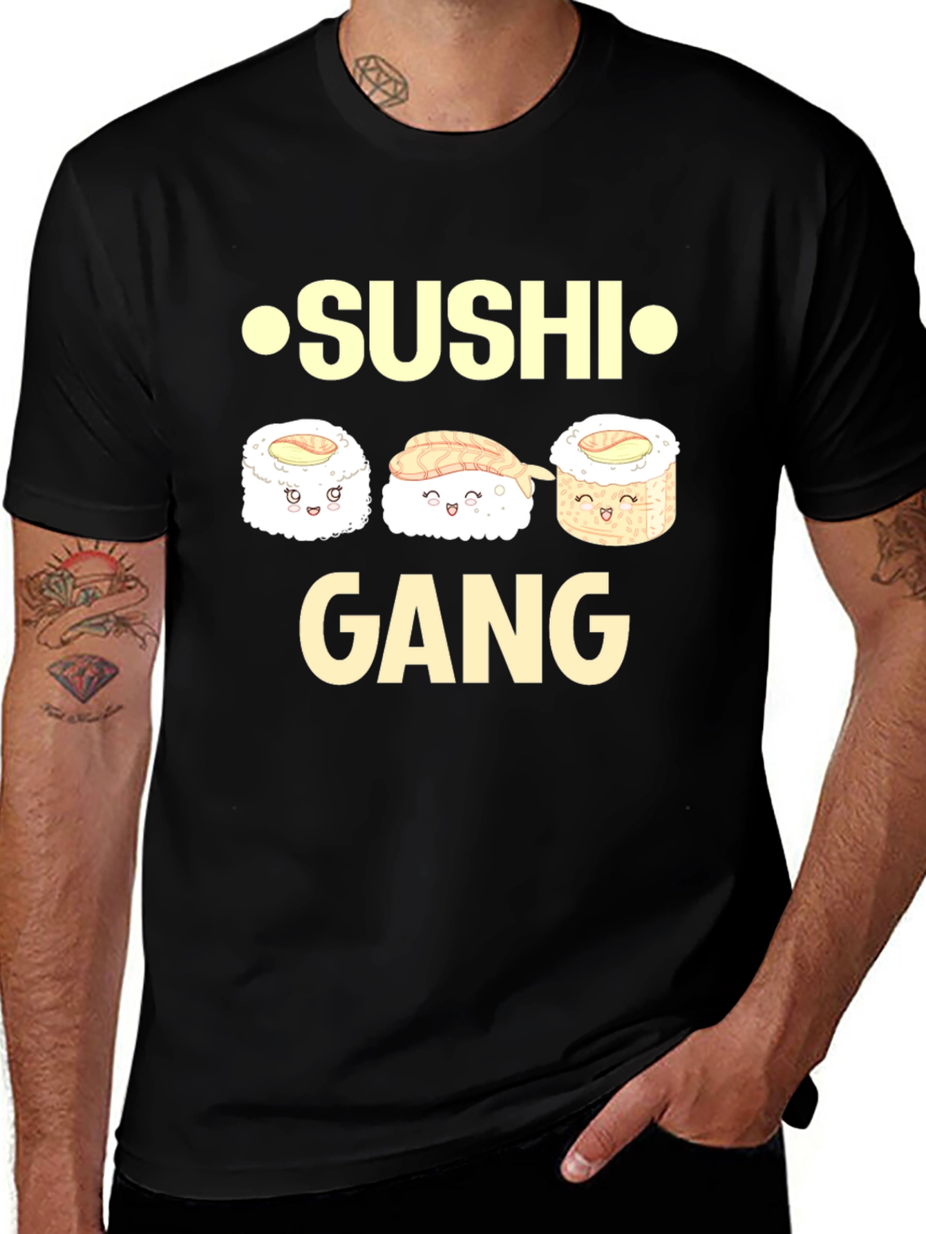 Sushi Gang Funny Cartoon Graphic T-Shirt