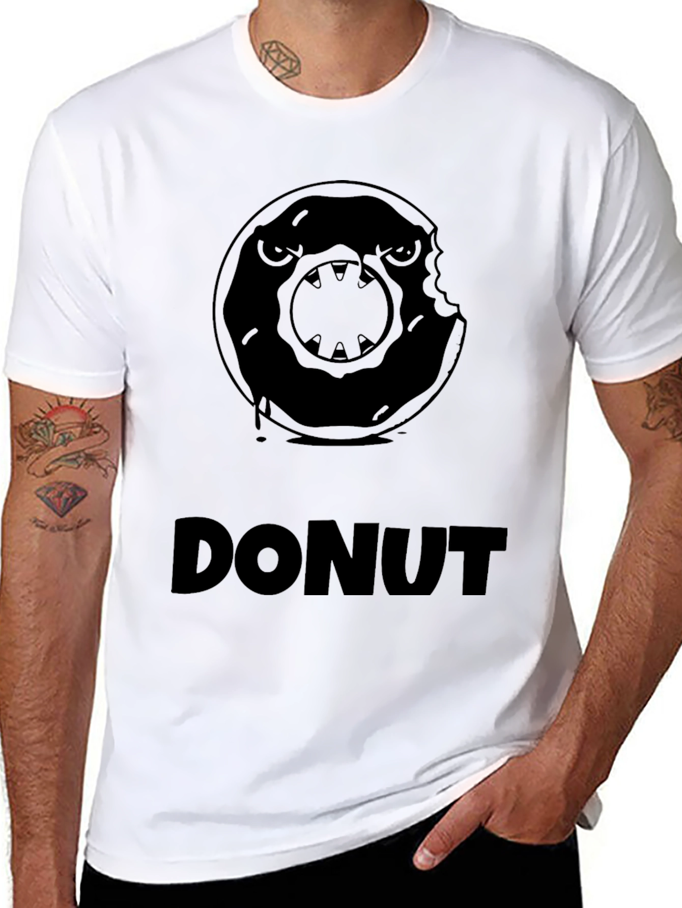 Mens Black Donut Graphic T-Shirt