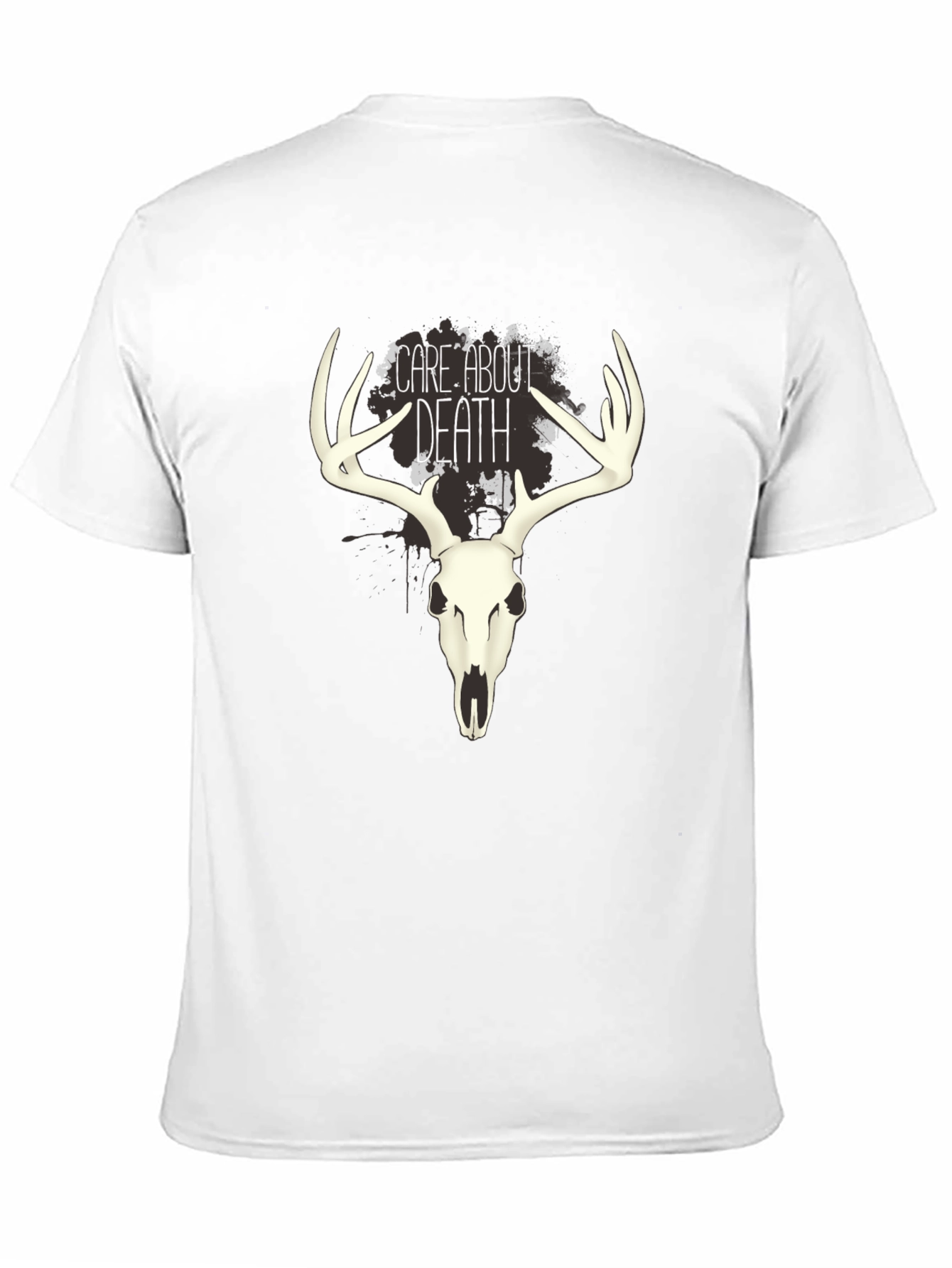 Care About Death Deer Skull Graphic T-Shirt