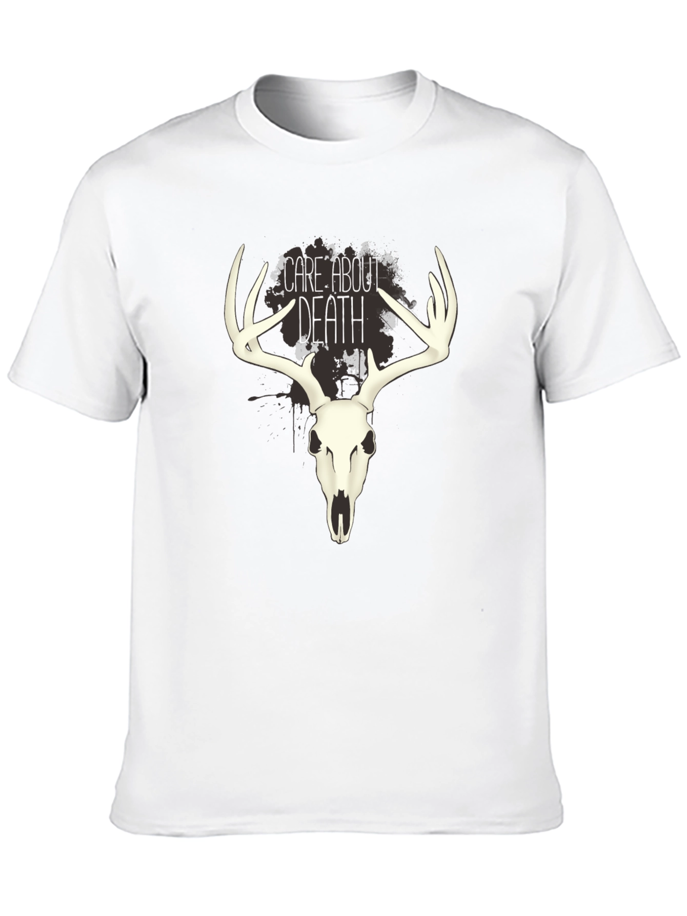 Care About Death Deer Skull Graphic T-Shirt