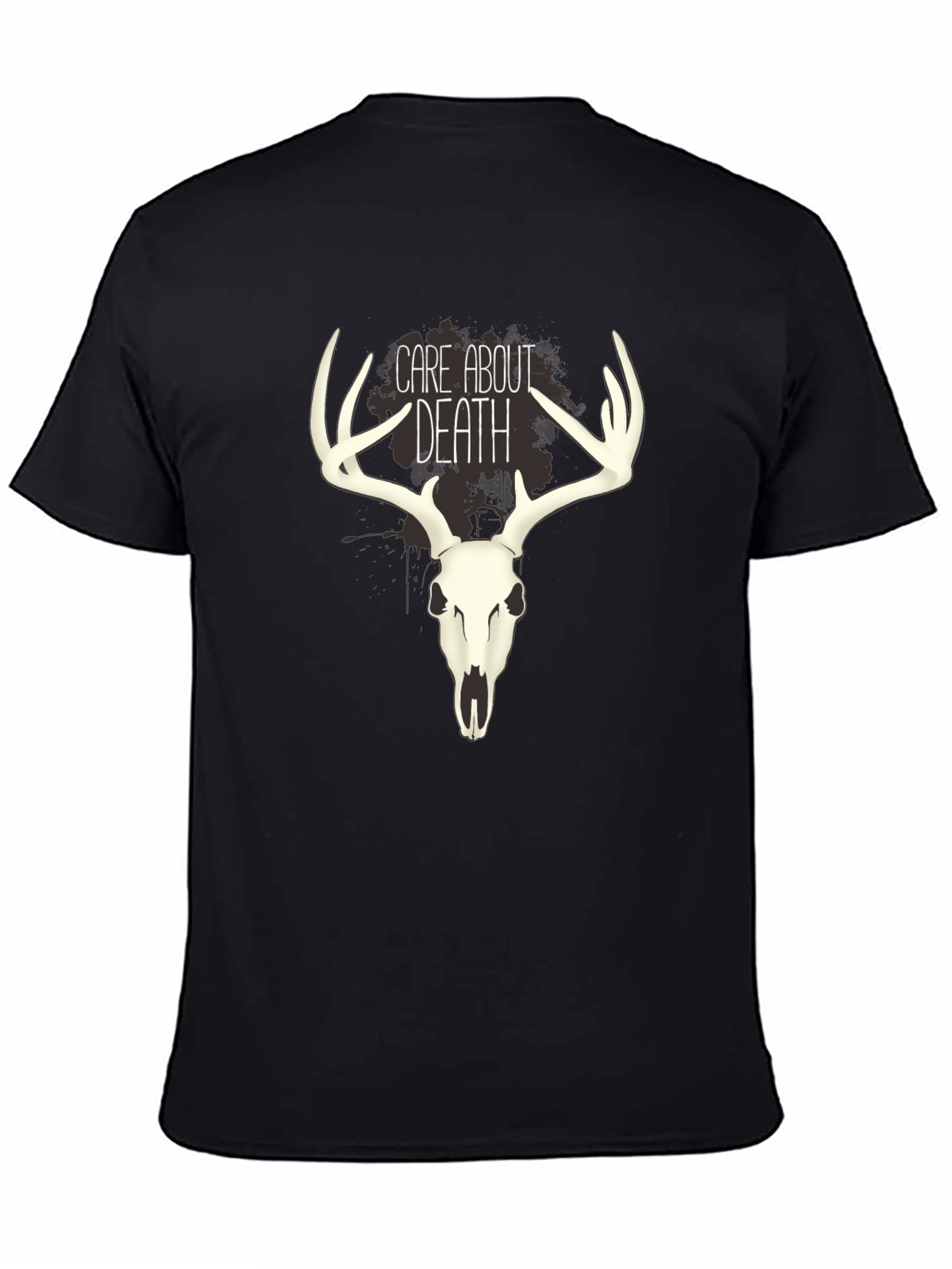 Care About Death Deer Skull Graphic T-Shirt