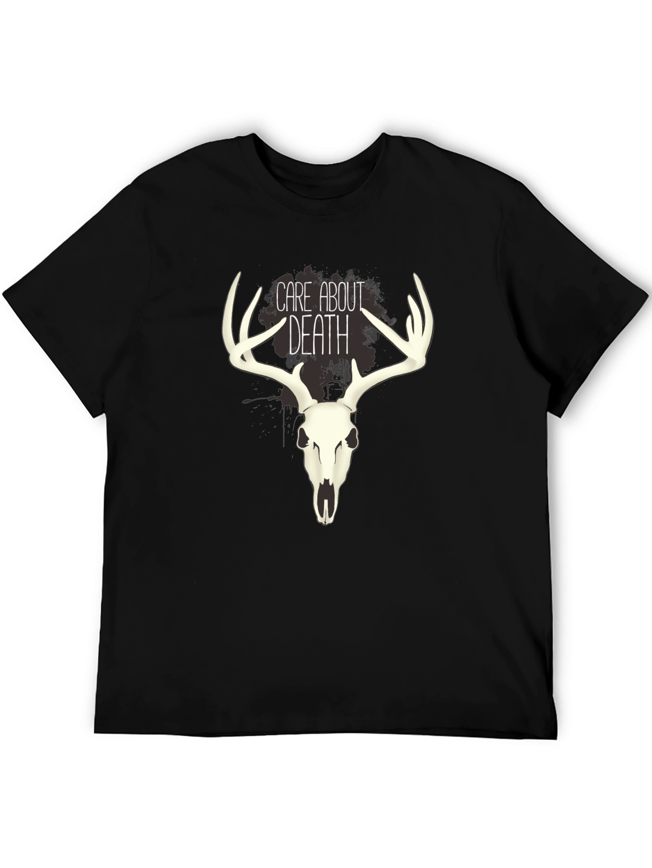 Care About Death Deer Skull Graphic T-Shirt