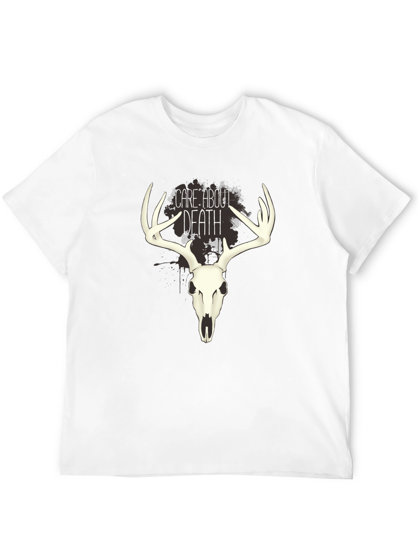 Care About Death Deer Skull Graphic T-Shirt