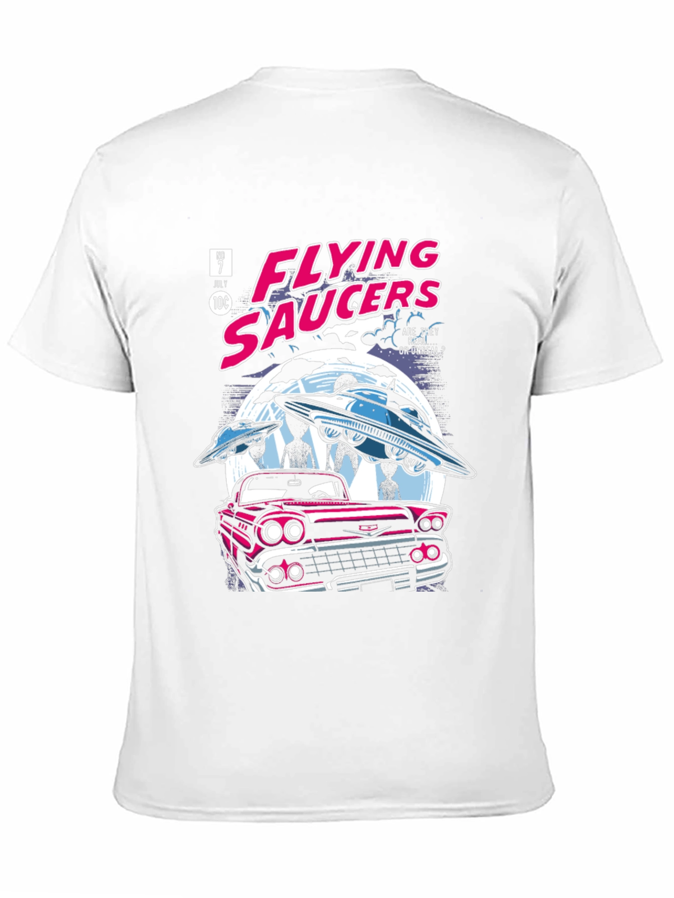 Flying Saucers Comic T-Shirt - Retro UFO Design