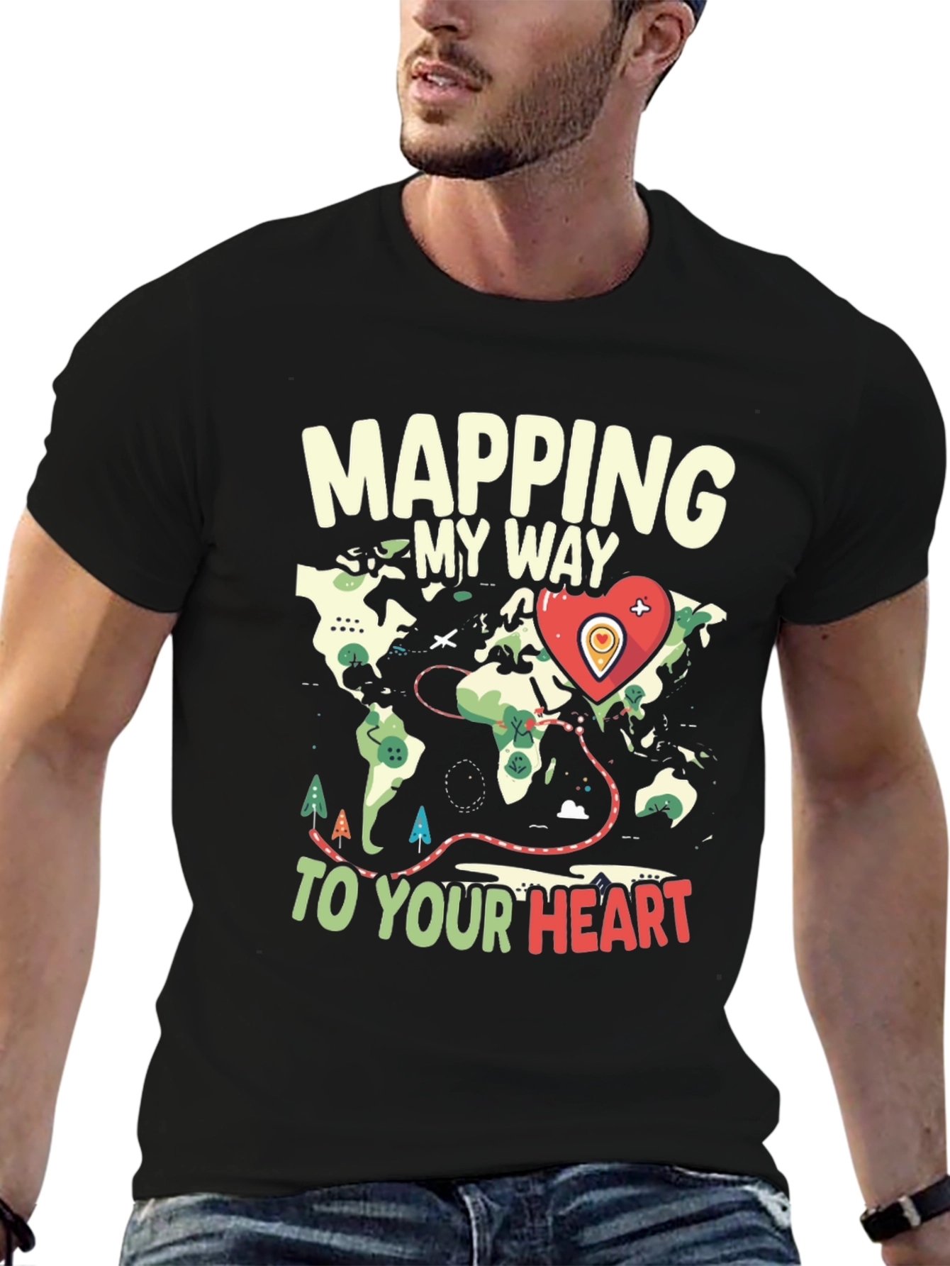 Mapping My Way to Your Heart Graphic Tee