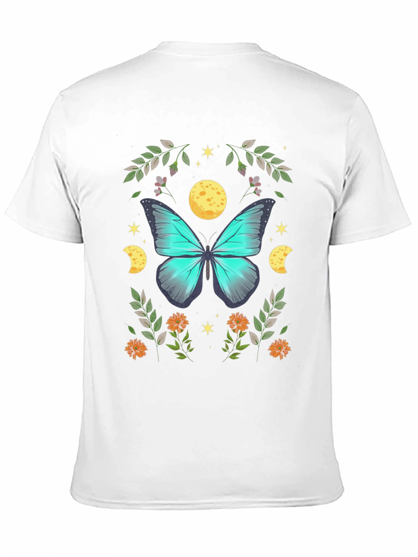 Butterfly & Moon Graphic Tee - Nature Lovers Shirt