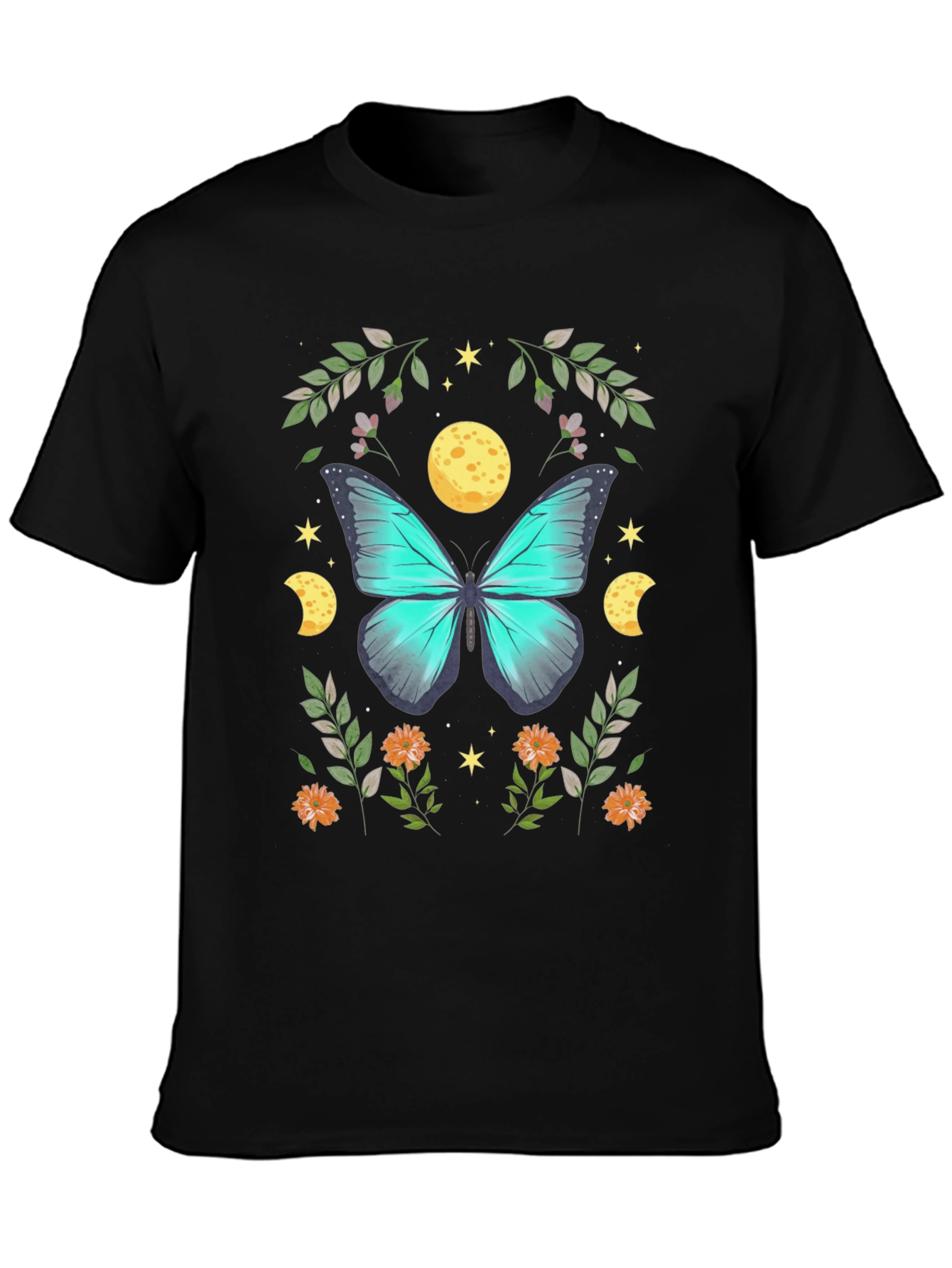 Butterfly & Moon Graphic Tee - Nature Lovers Shirt