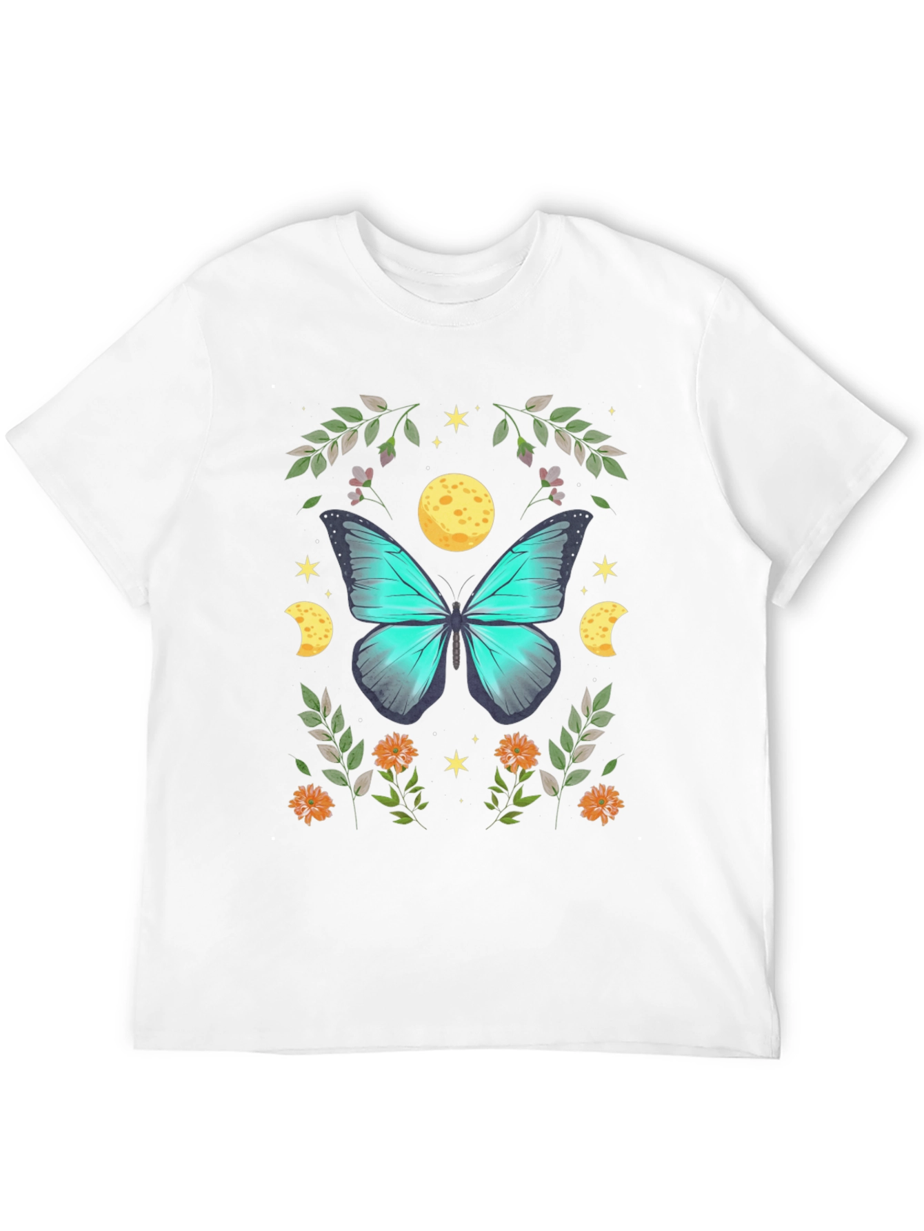 Butterfly & Moon Graphic Tee - Nature Lovers Shirt