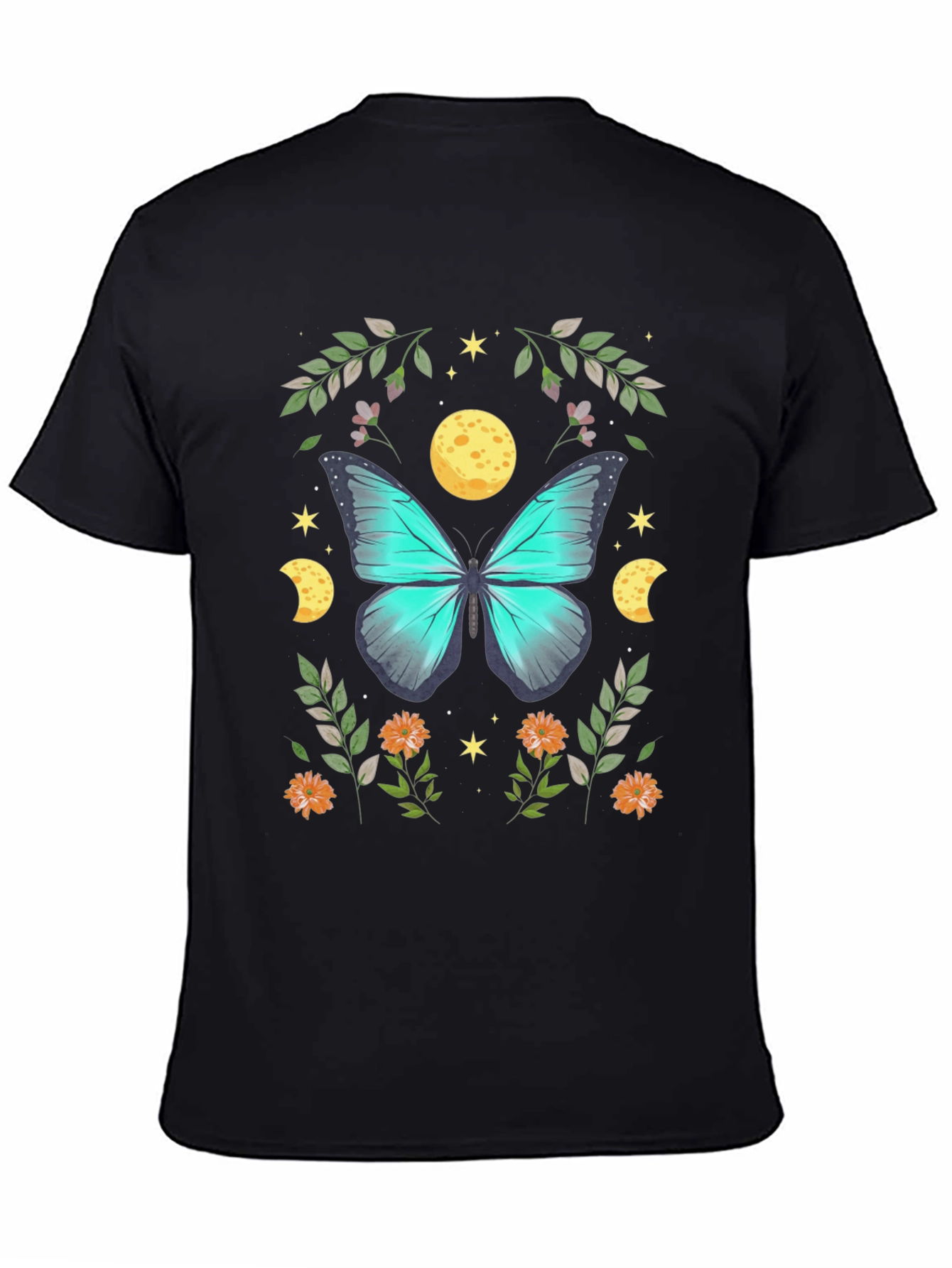 Butterfly & Moon Graphic Tee - Nature Lovers Shirt
