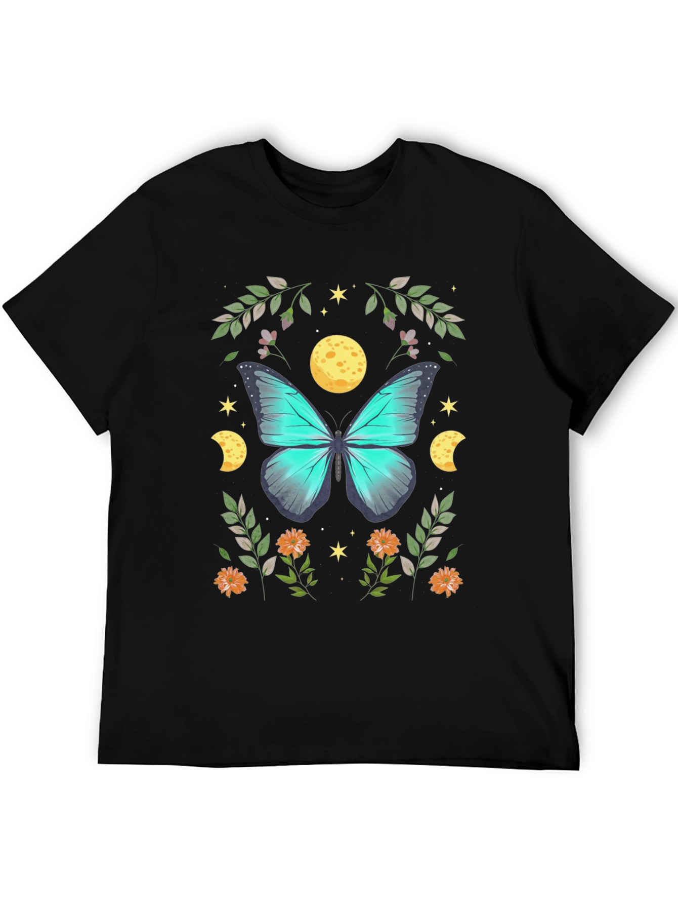 Butterfly & Moon Graphic Tee - Nature Lovers Shirt