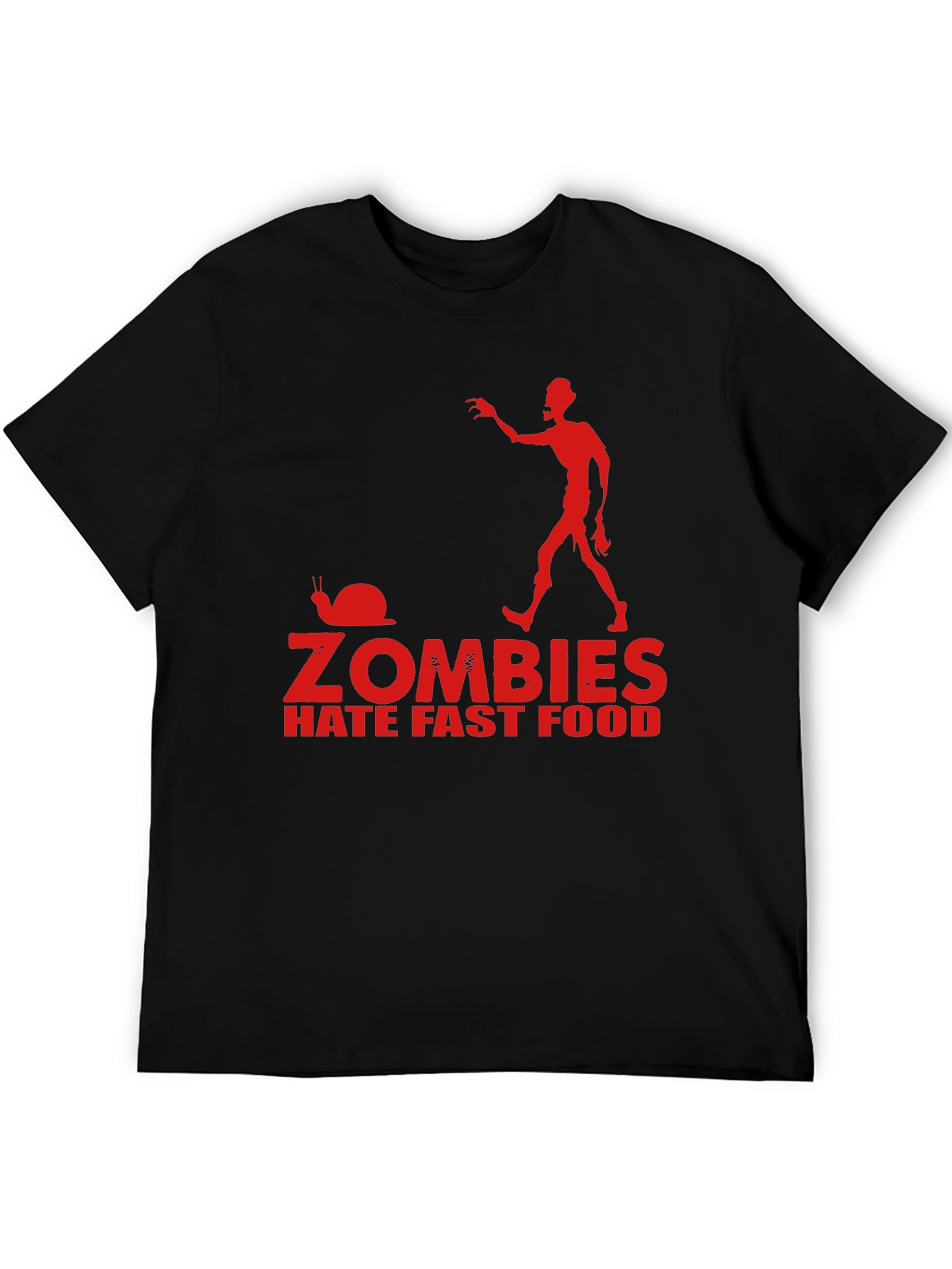 Zombies Hate Fast Food Black T-Shirt Funny Graphic Tee