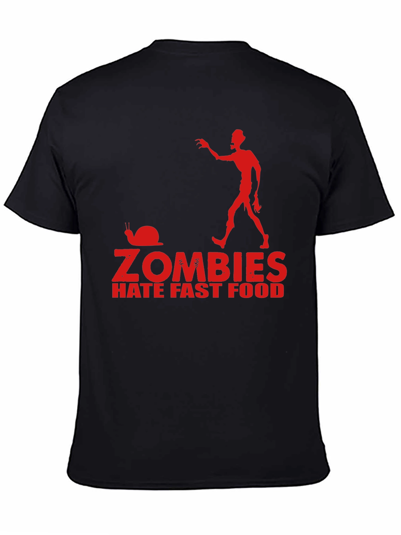 Zombies Hate Fast Food Black T-Shirt Funny Graphic Tee