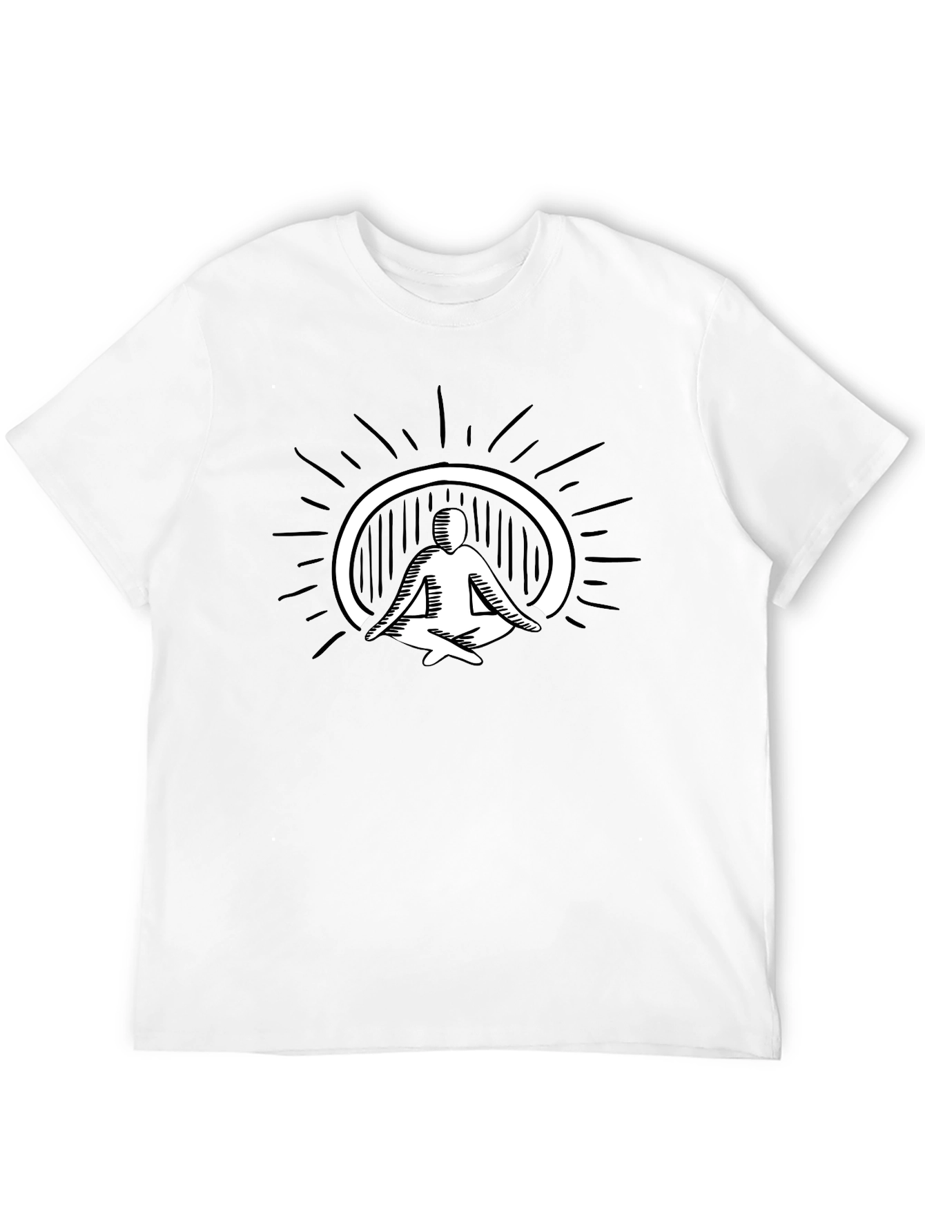 Mens Black T-Shirt - Meditating Figure Graphic Tee