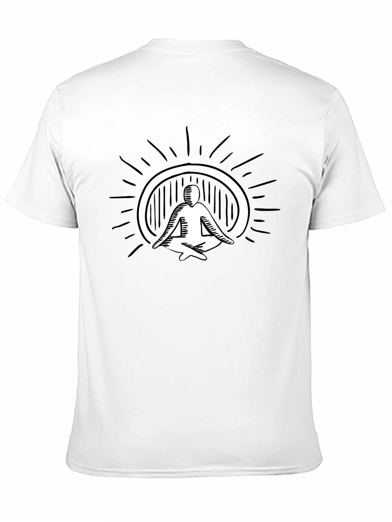 Mens Black T-Shirt - Meditating Figure Graphic Tee