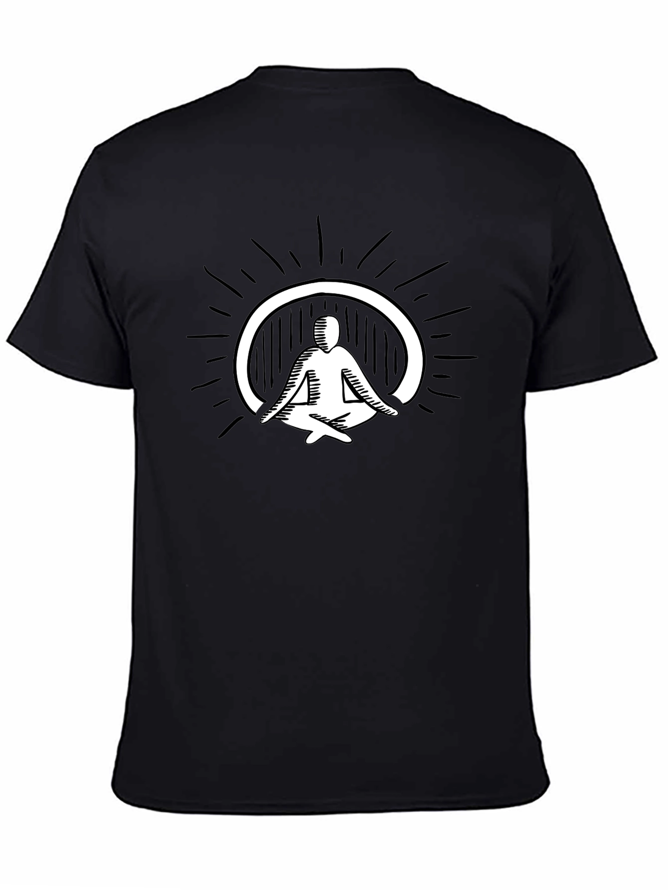 Mens Black T-Shirt - Meditating Figure Graphic Tee