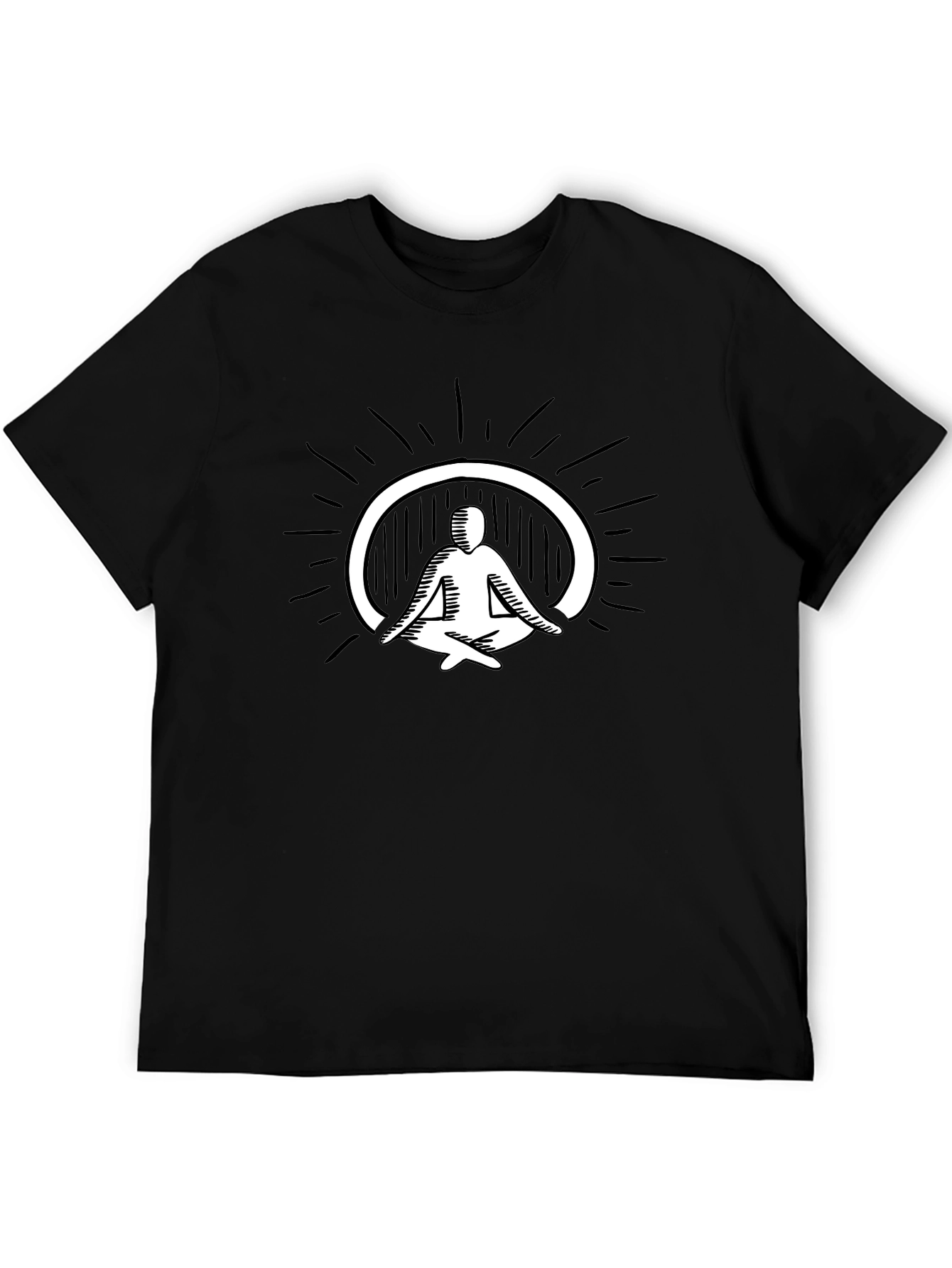 Mens Black T-Shirt - Meditating Figure Graphic Tee