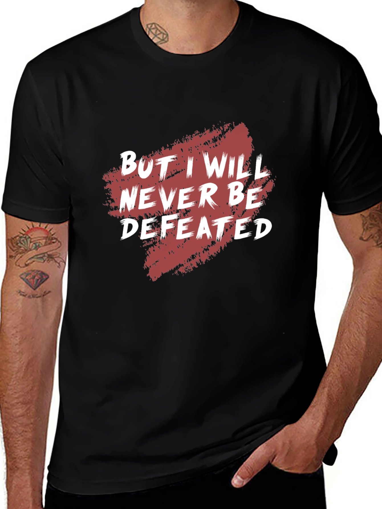 Motivational Graphic Tee - Never Be Defeated