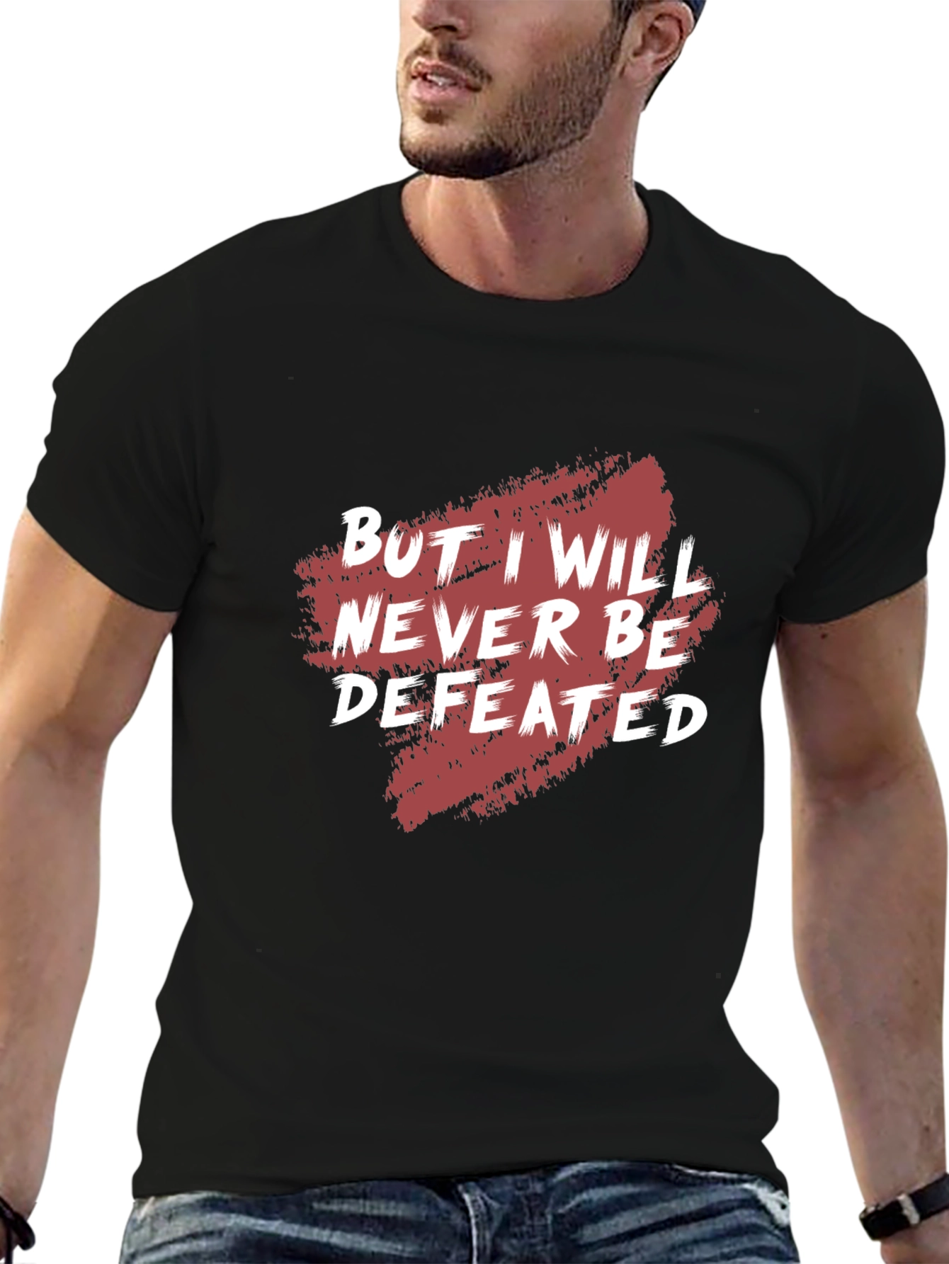 Motivational Graphic Tee - Never Be Defeated