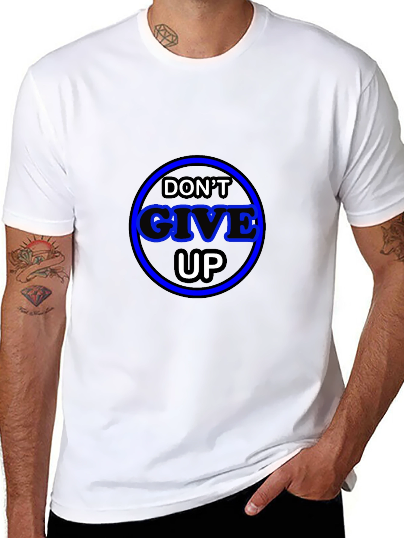 Motivational Dont Give Up Black T-Shirt