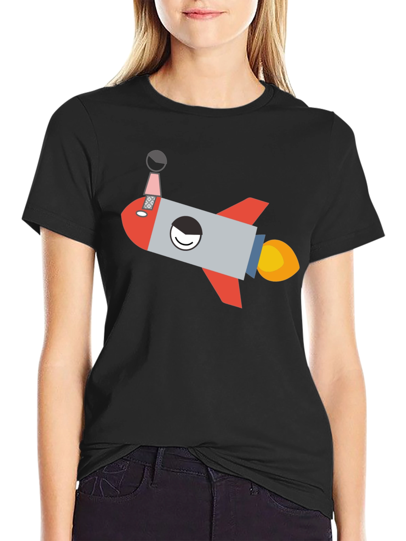 Rocket Graphic T-Shirt - Black Cotton Tee