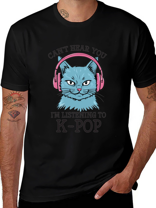K-Pop Cat T-Shirt - Cant Hear You!