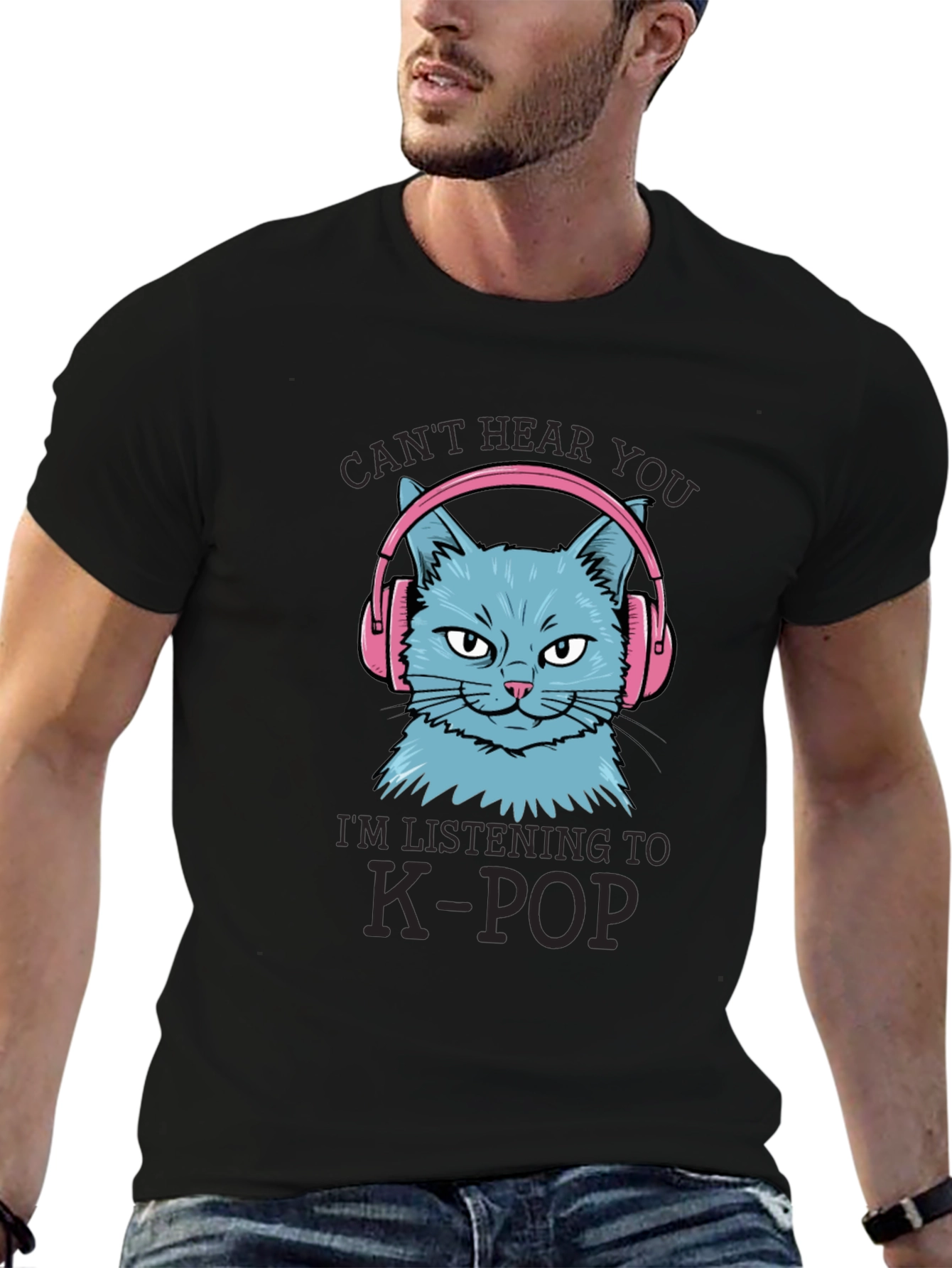 K-Pop Cat T-Shirt - Cant Hear You!