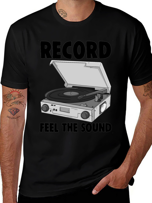 Retro Record Player Graphic Tee - Feel The Sound!