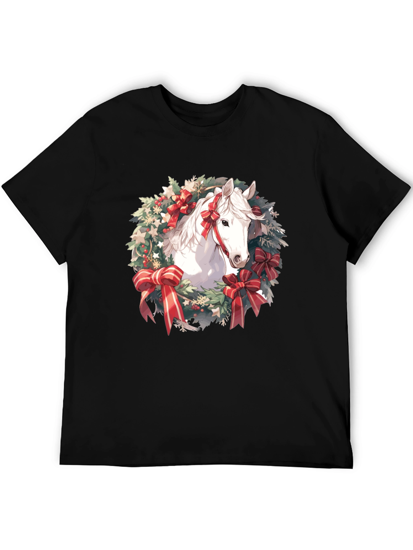 Festive Horse Wreath Graphic Tee