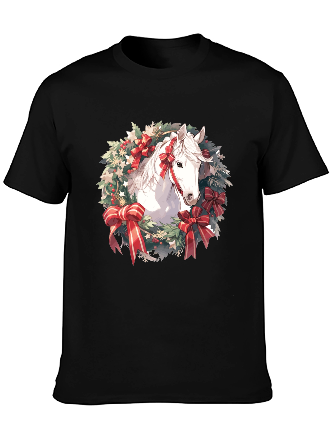 Festive Horse Wreath Graphic Tee