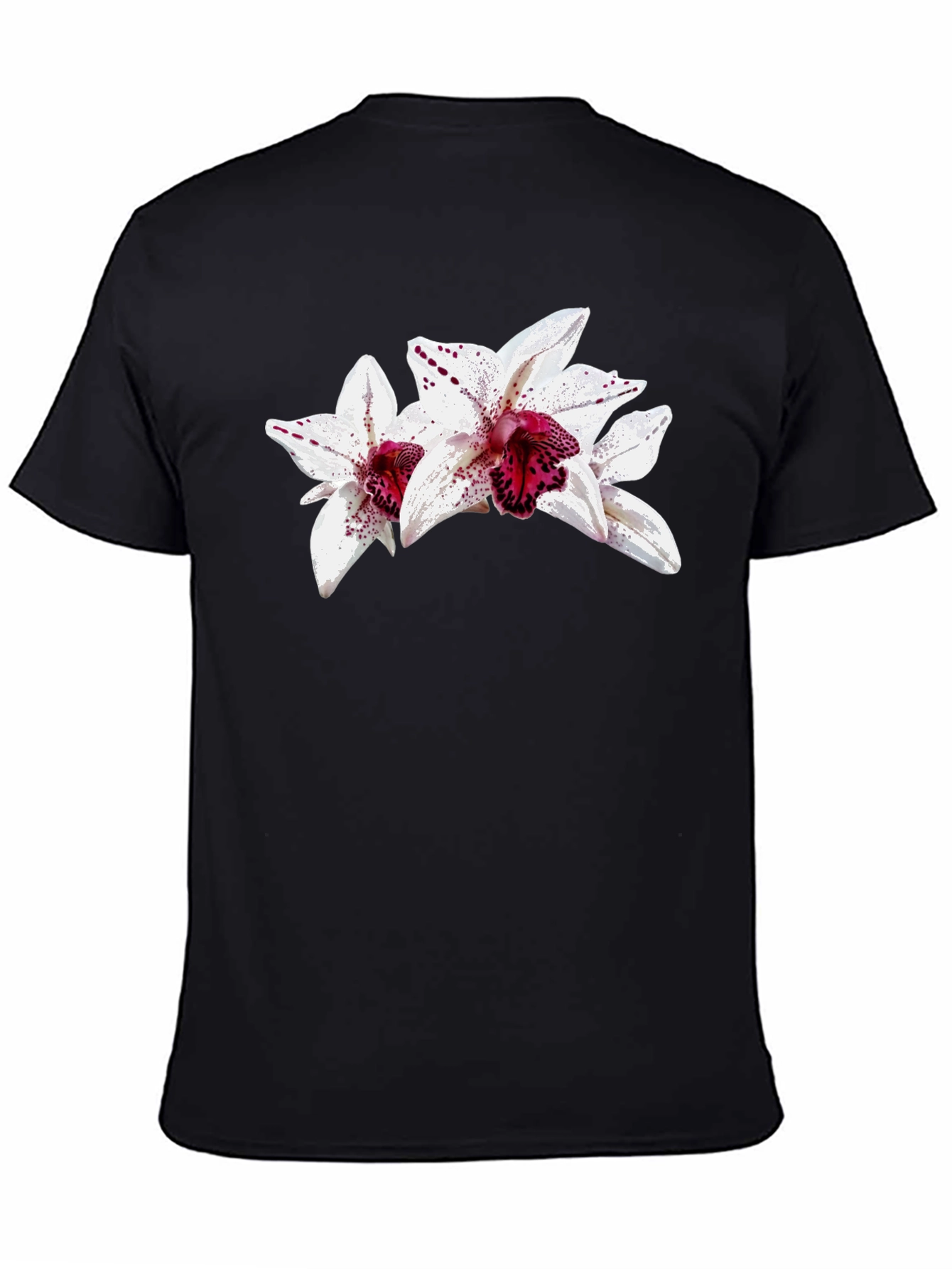 Floral Orchid Graphic Black T-Shirt