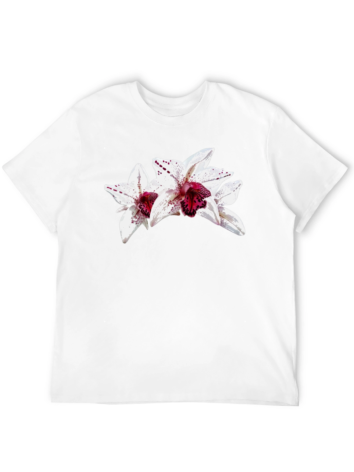 Floral Orchid Graphic Black T-Shirt