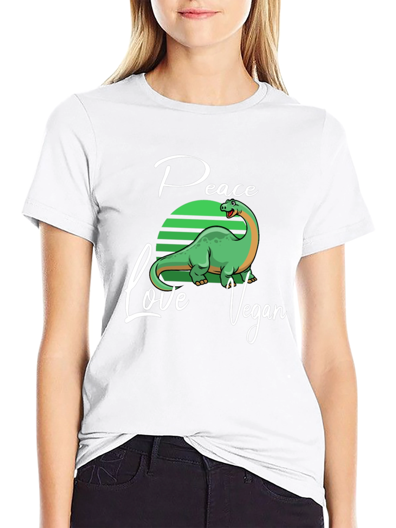 Peace Love Vegan Dinosaur T-Shirt